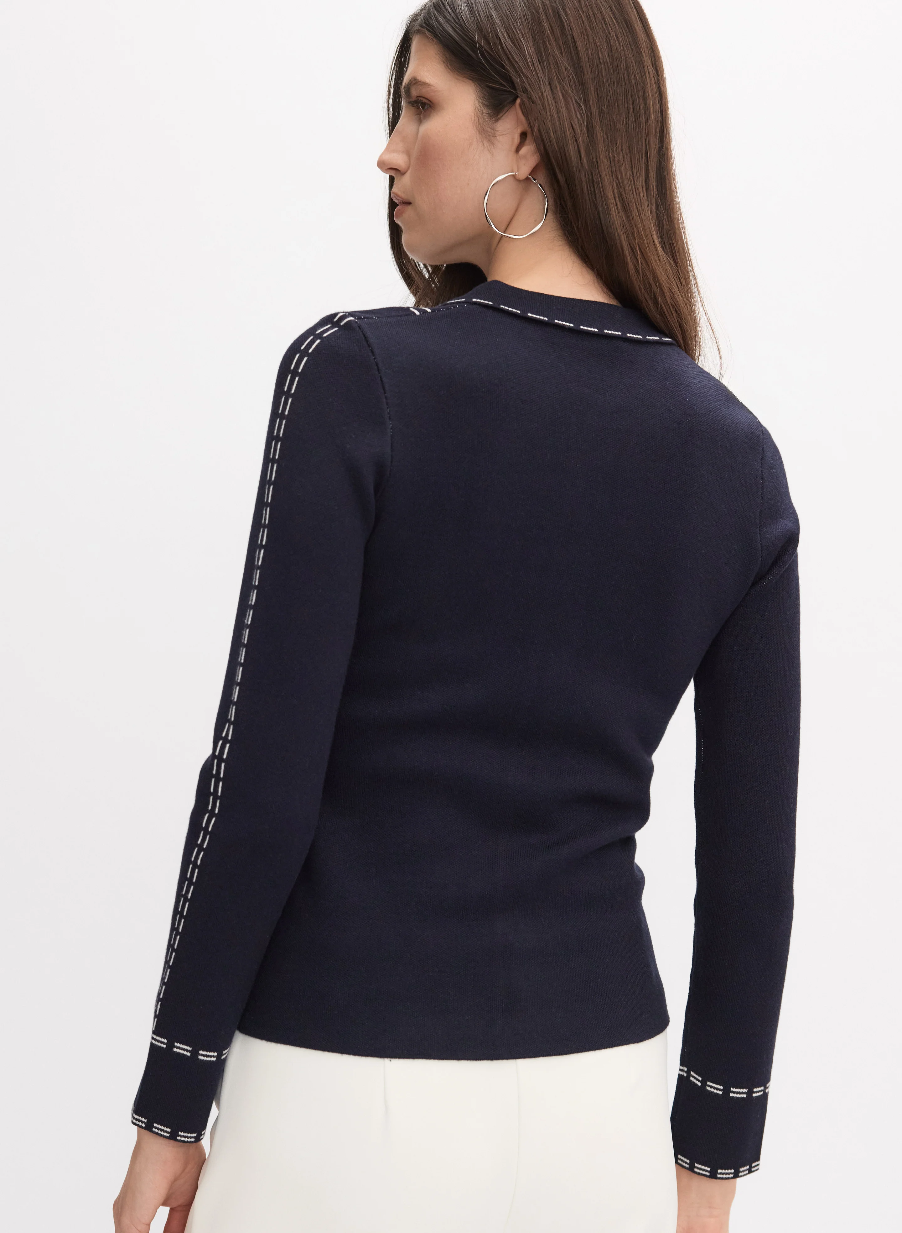Contrast Stitch Polo Sweater - Image 4