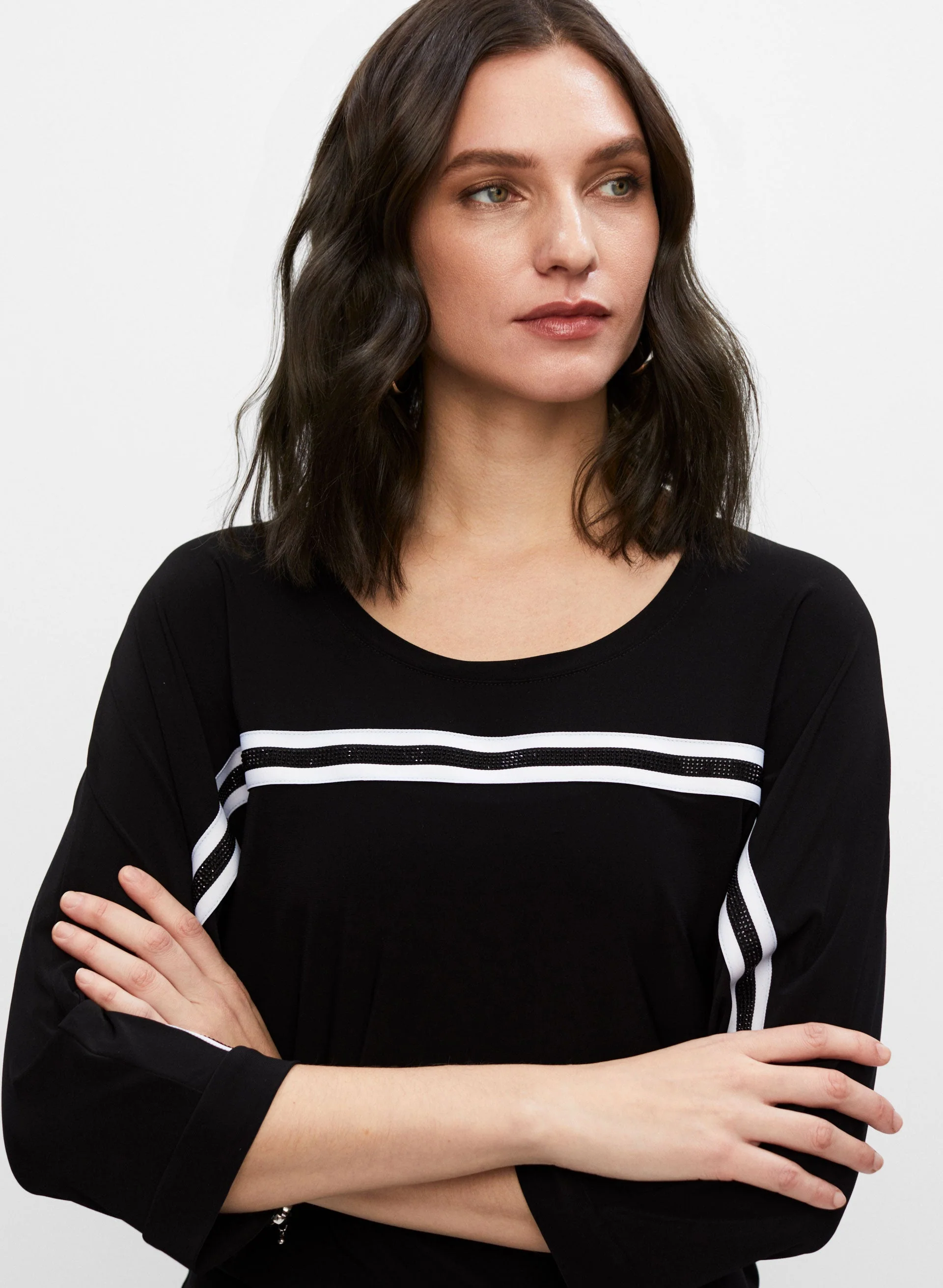 Contrast Stripe 3/4 Sleeve Top - Image 3