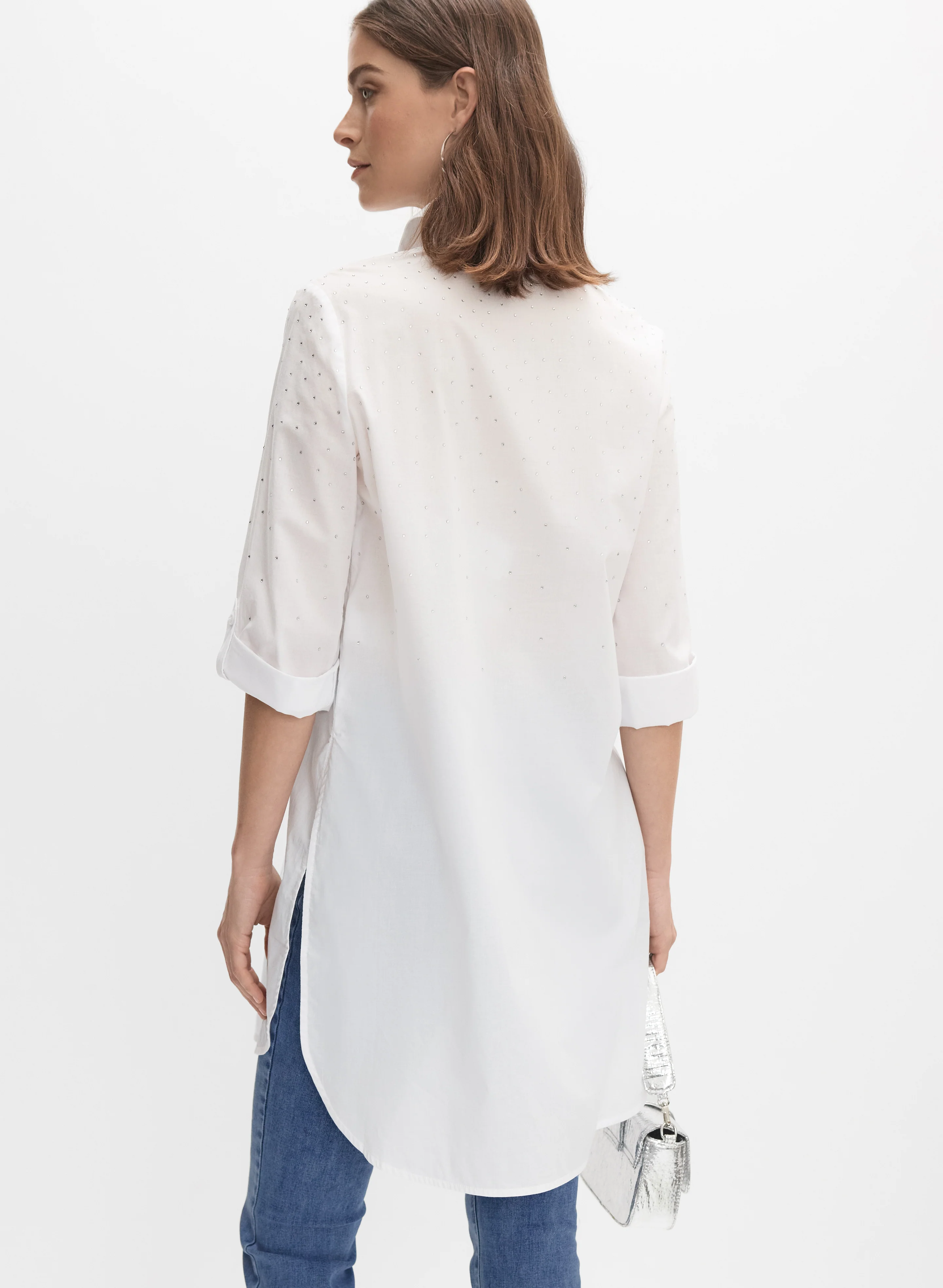 Cotton Rhinestone Embellished Blouse - Image 5