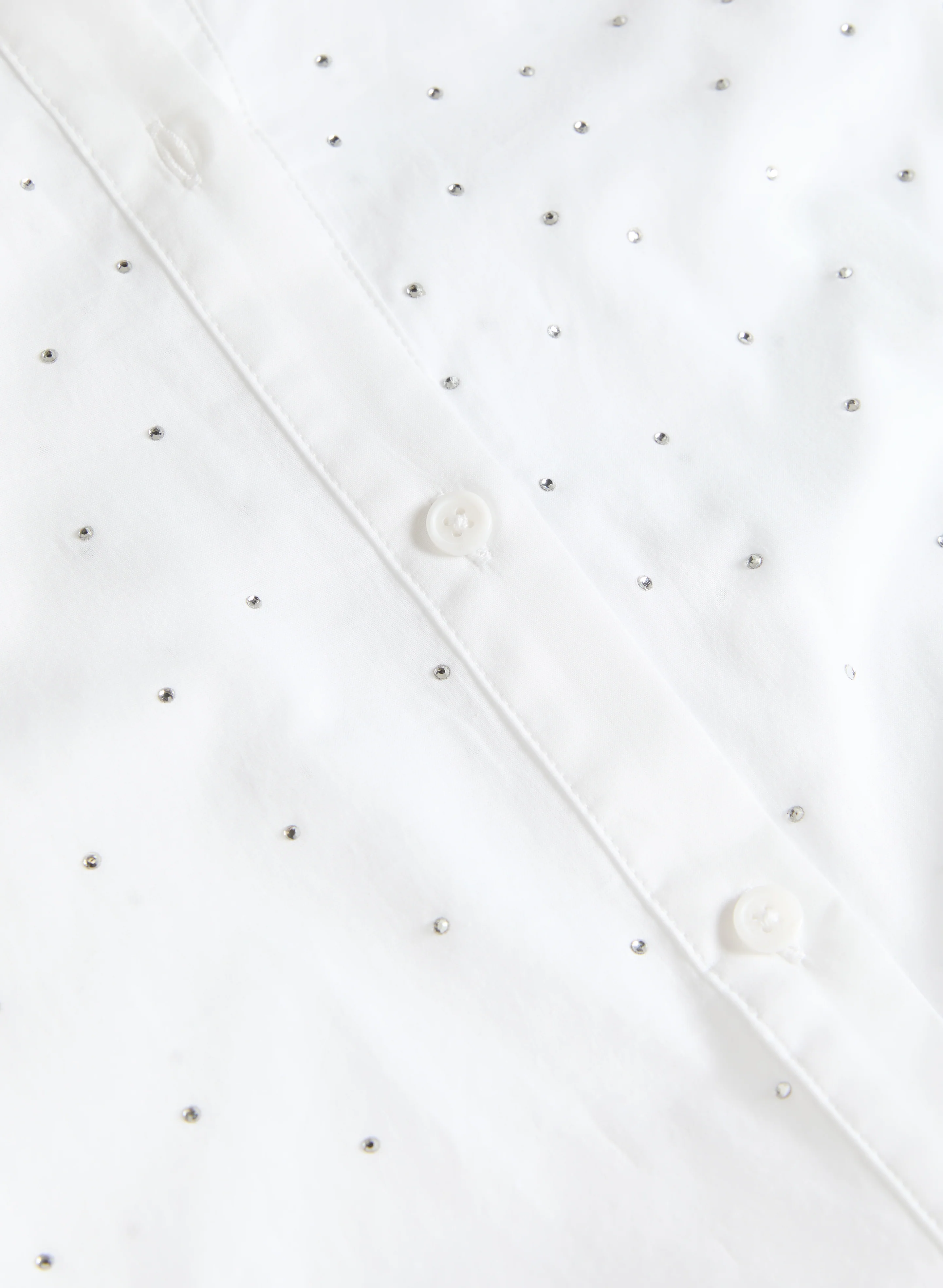 Cotton Rhinestone Embellished Blouse - Image 8