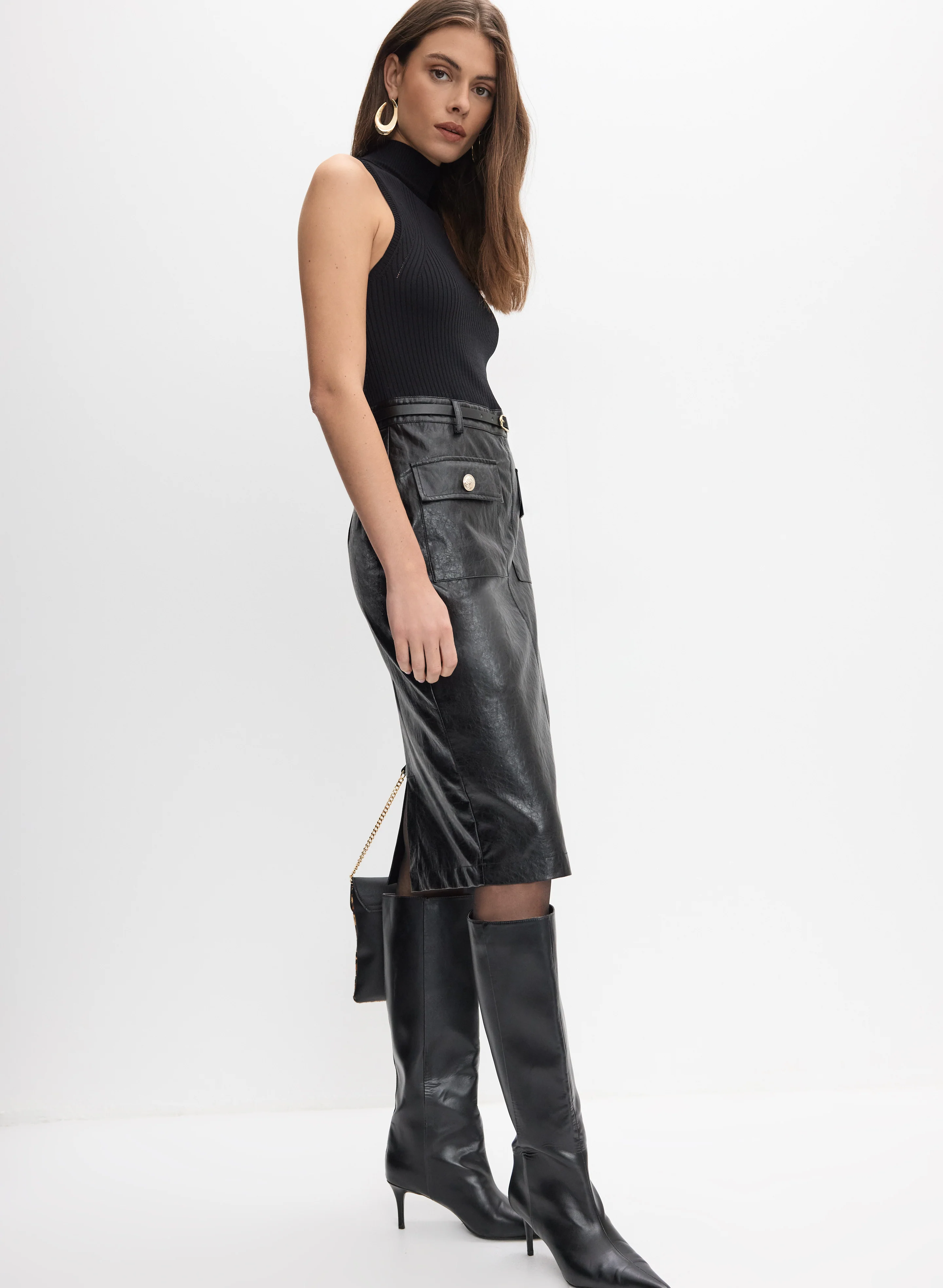 Crackled Vegan Leather Dress - Image 2