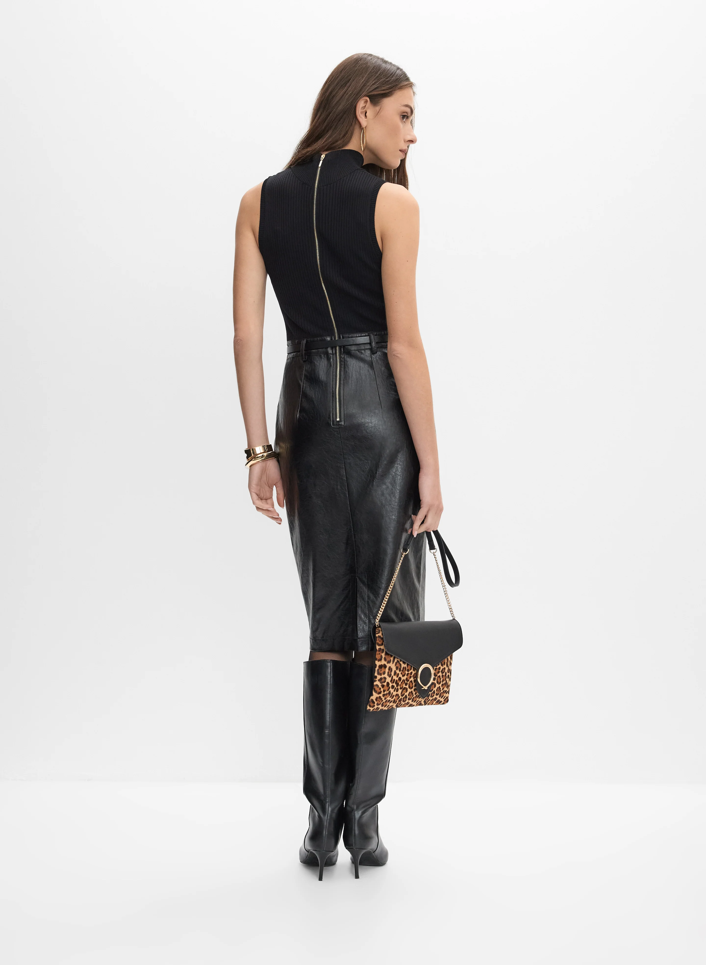 Crackled Vegan Leather Dress - Image 4
