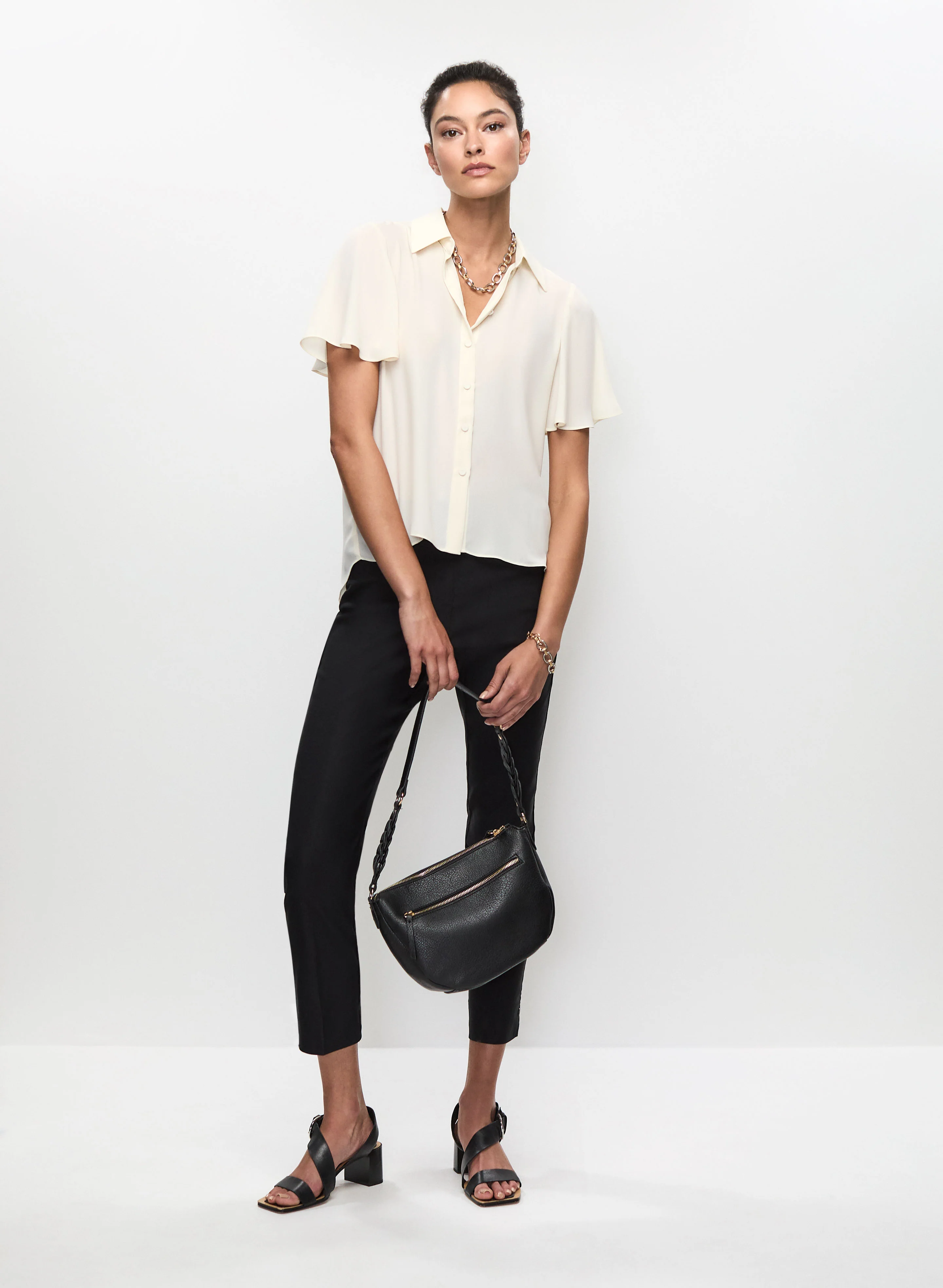 Crepe Blouse & Slim Leg Pants