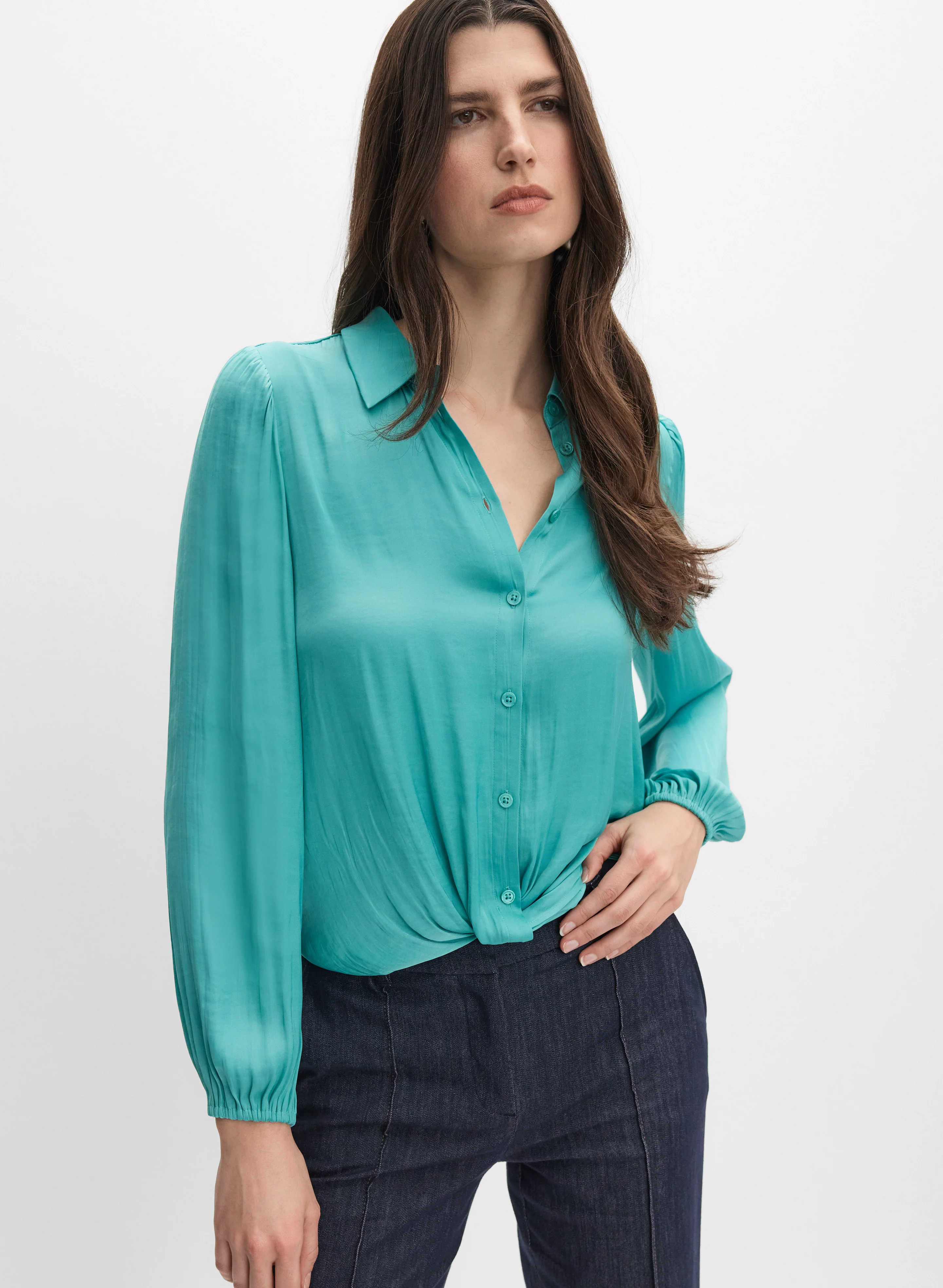 Crinkle Satin Blouse