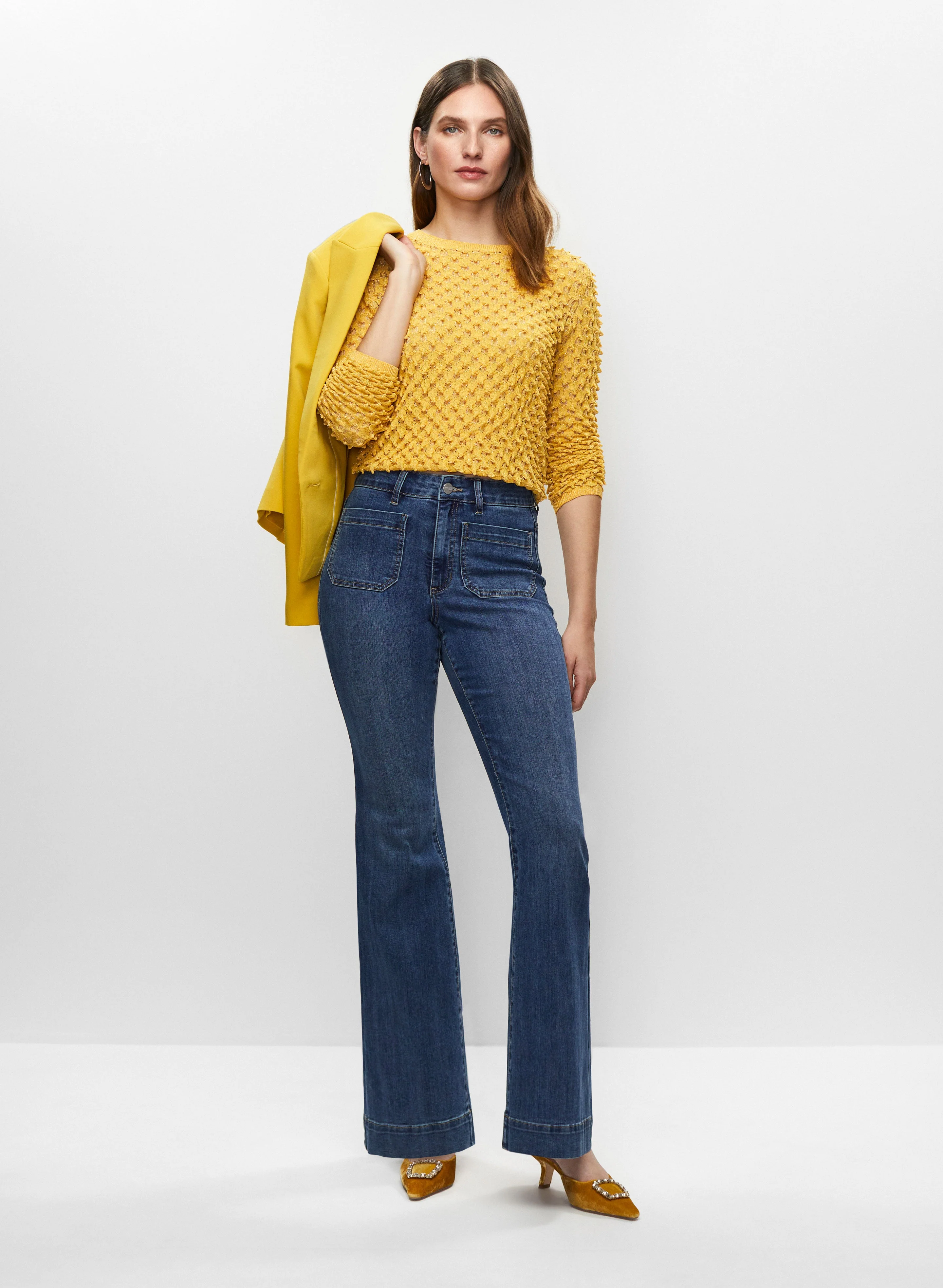 Cropped Blazer & Flare Leg Jeans