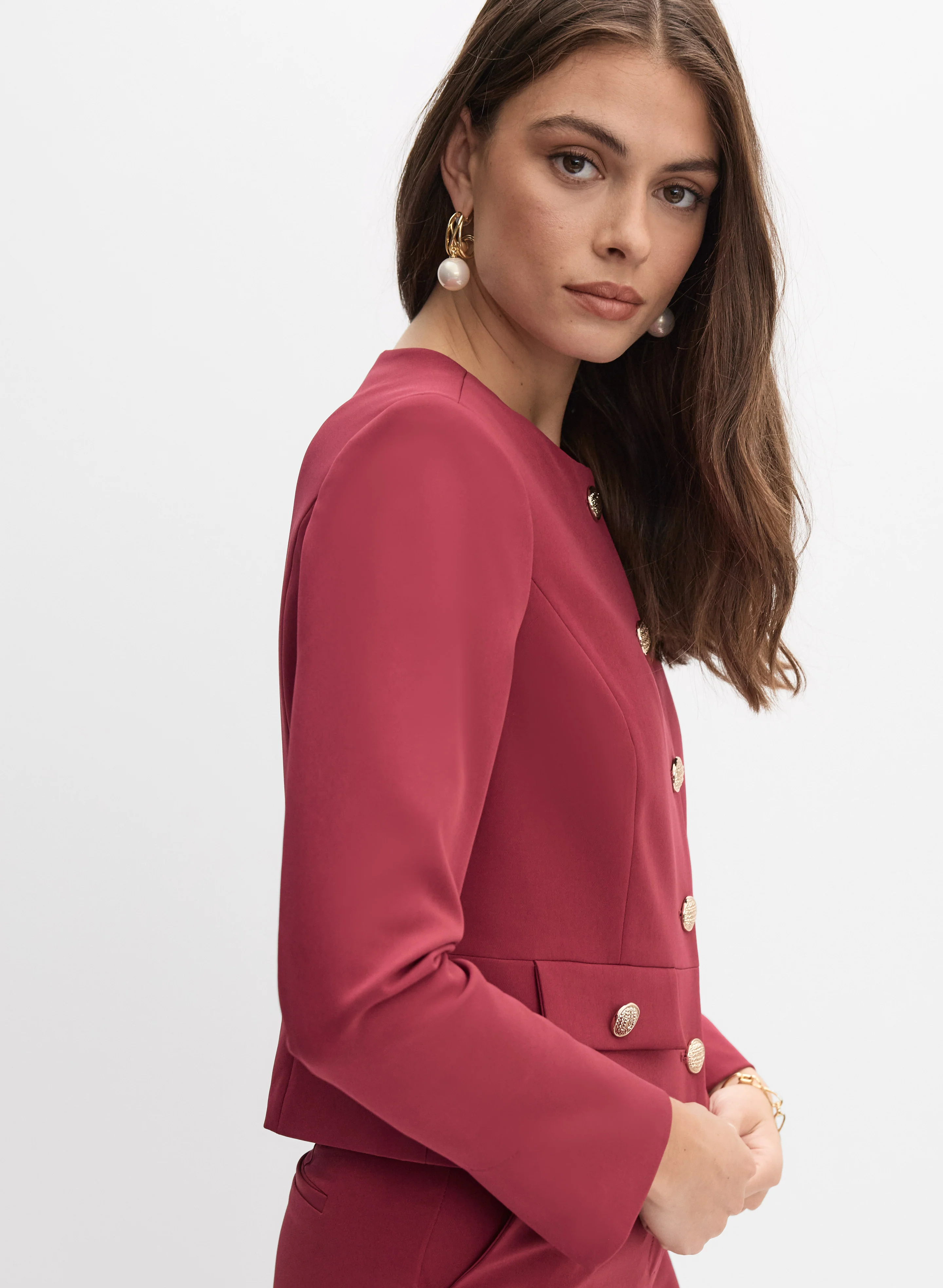 Cropped Button-Down Blazer - Image 5