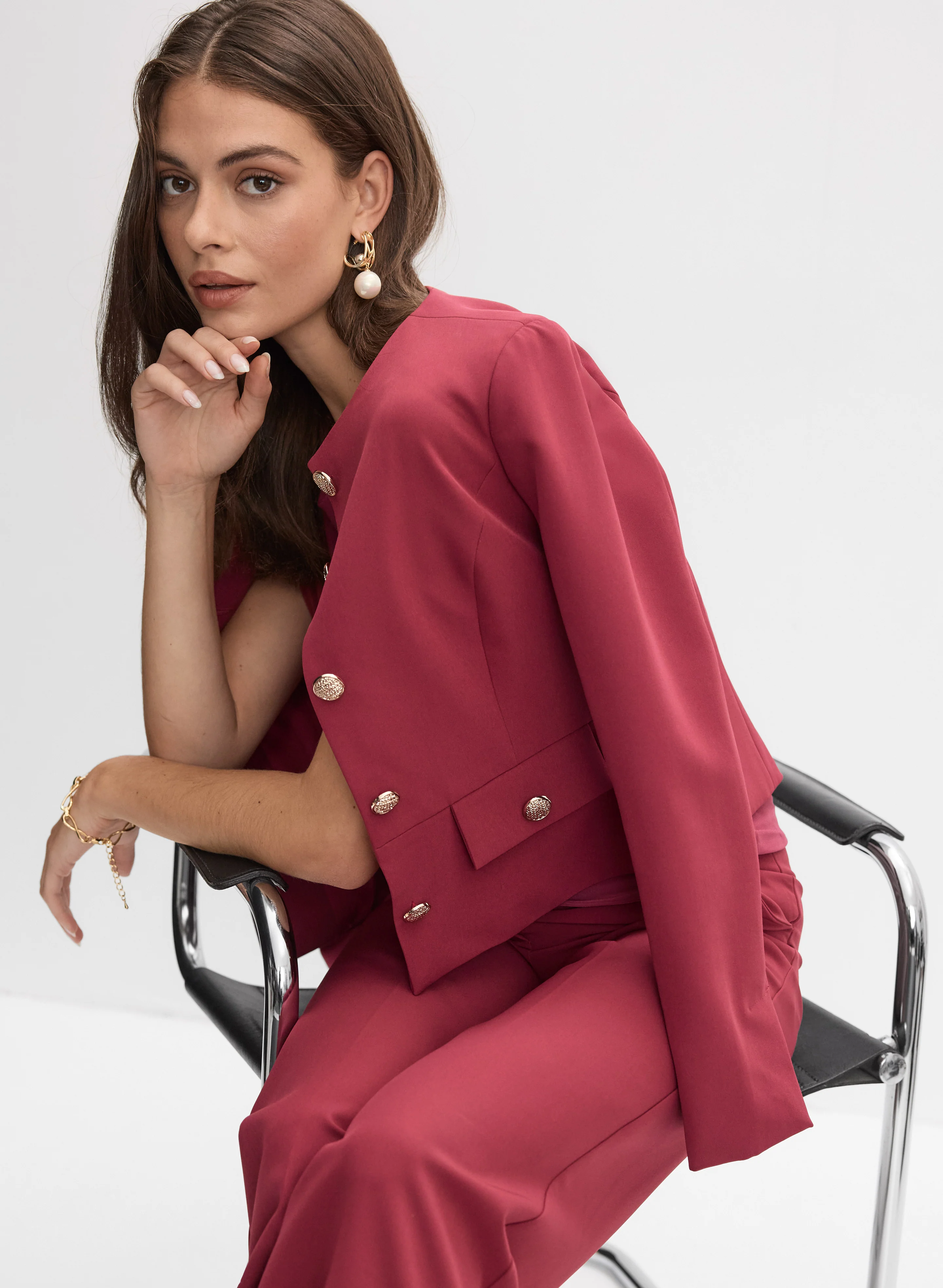 Cropped Button-Down Blazer - Image 8