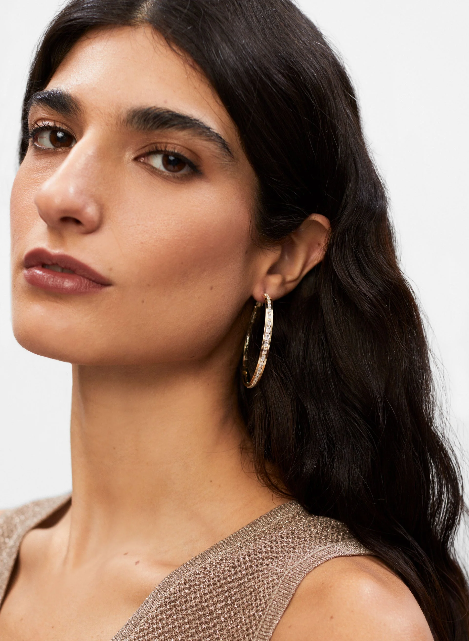 Crystal Detail Hoop Earrings - Image 2