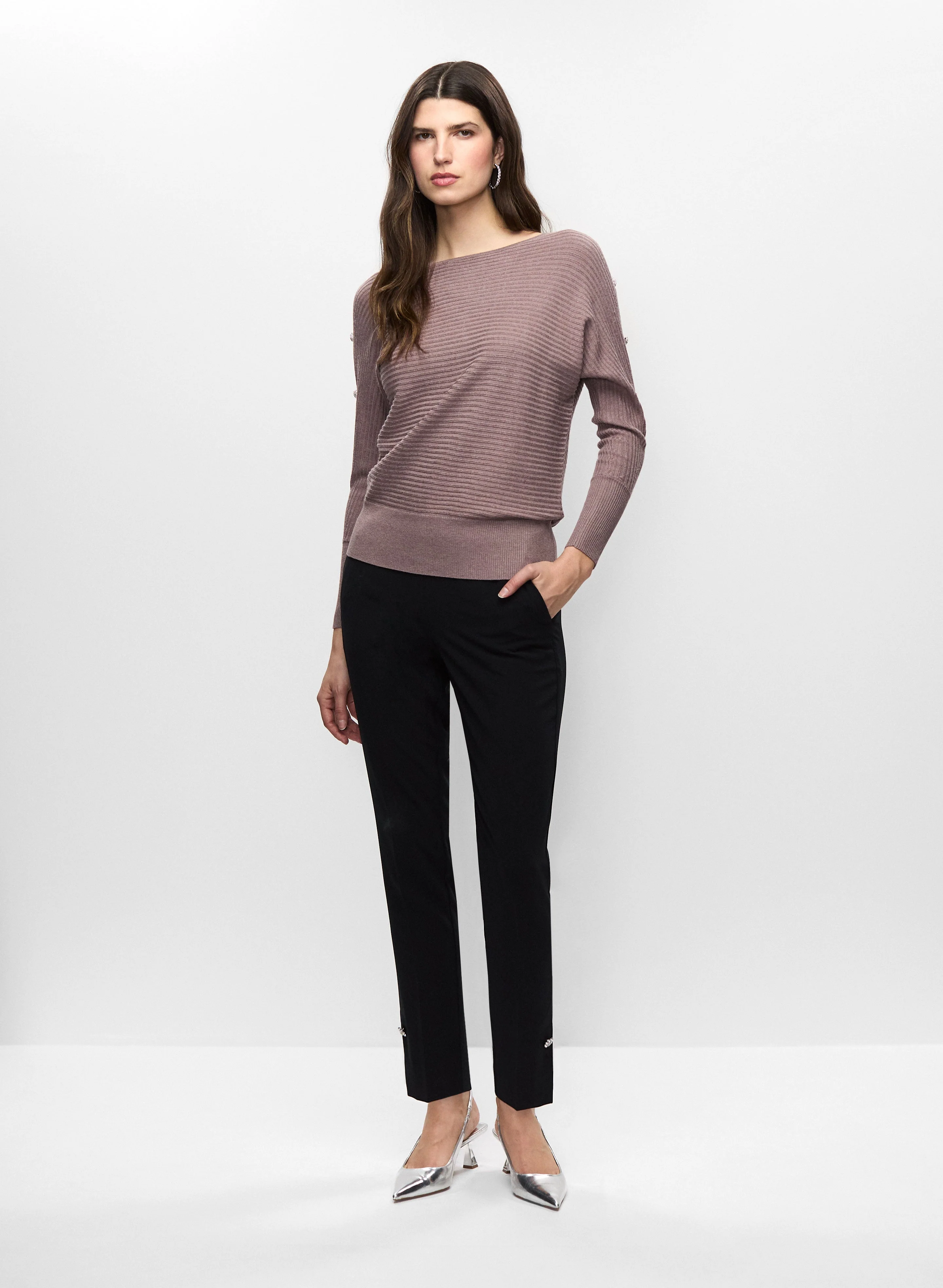 Cut-Out Sweater & Floral Button Jeans