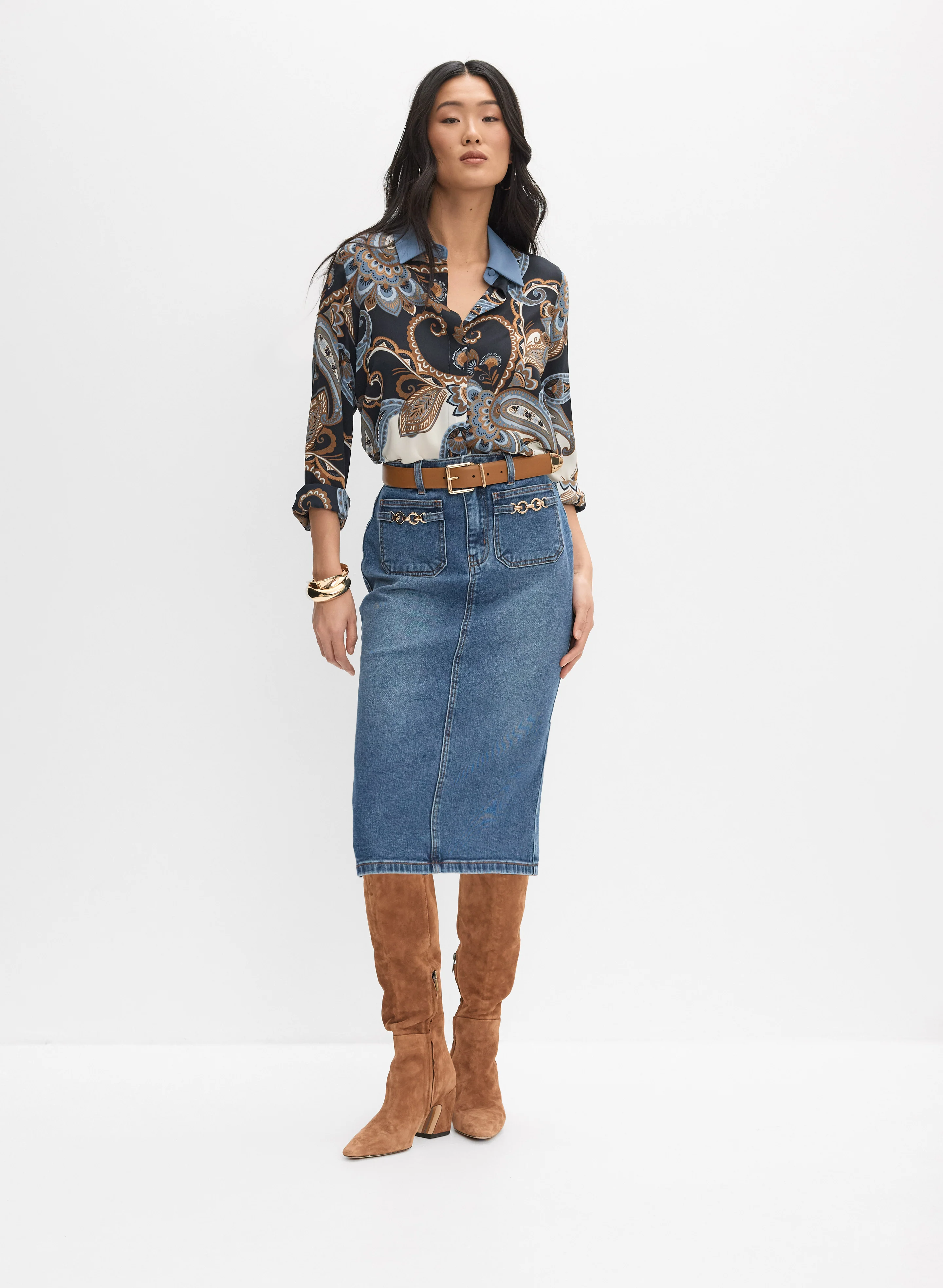 Denim Midi Skirt - Image 3