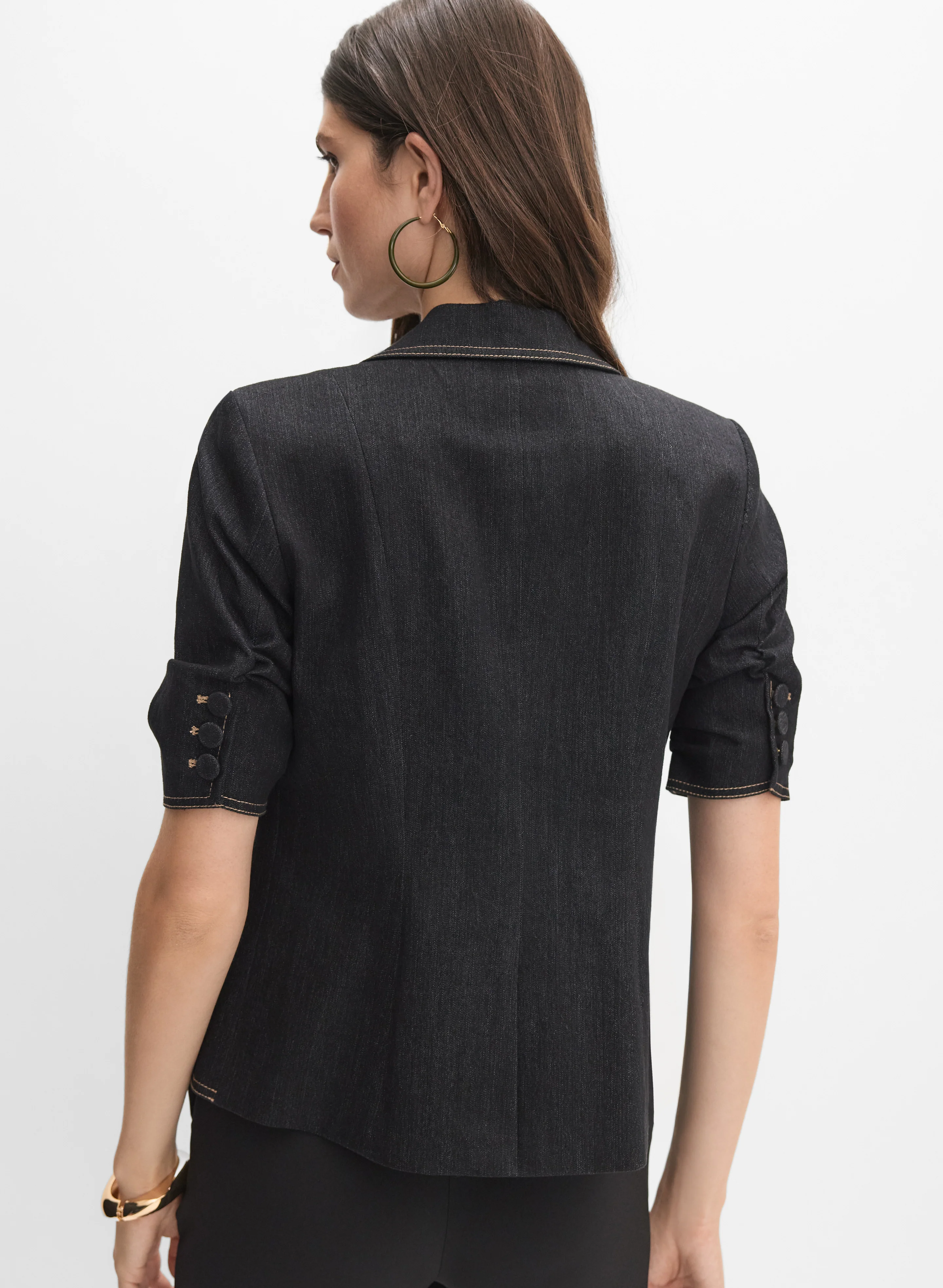 Denim Short-Sleeve Blazer - Image 4