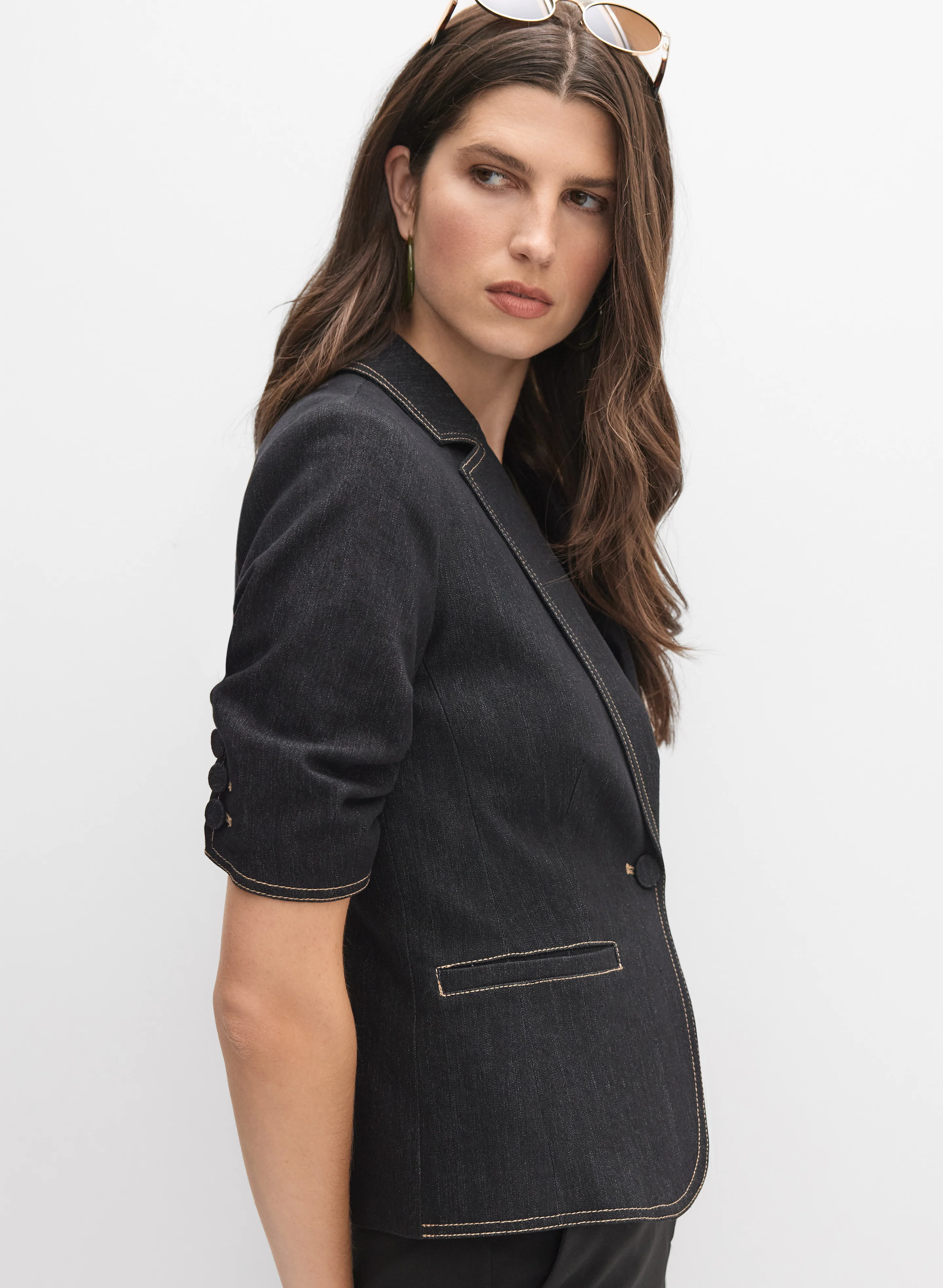 Denim Short-Sleeve Blazer - Image 5