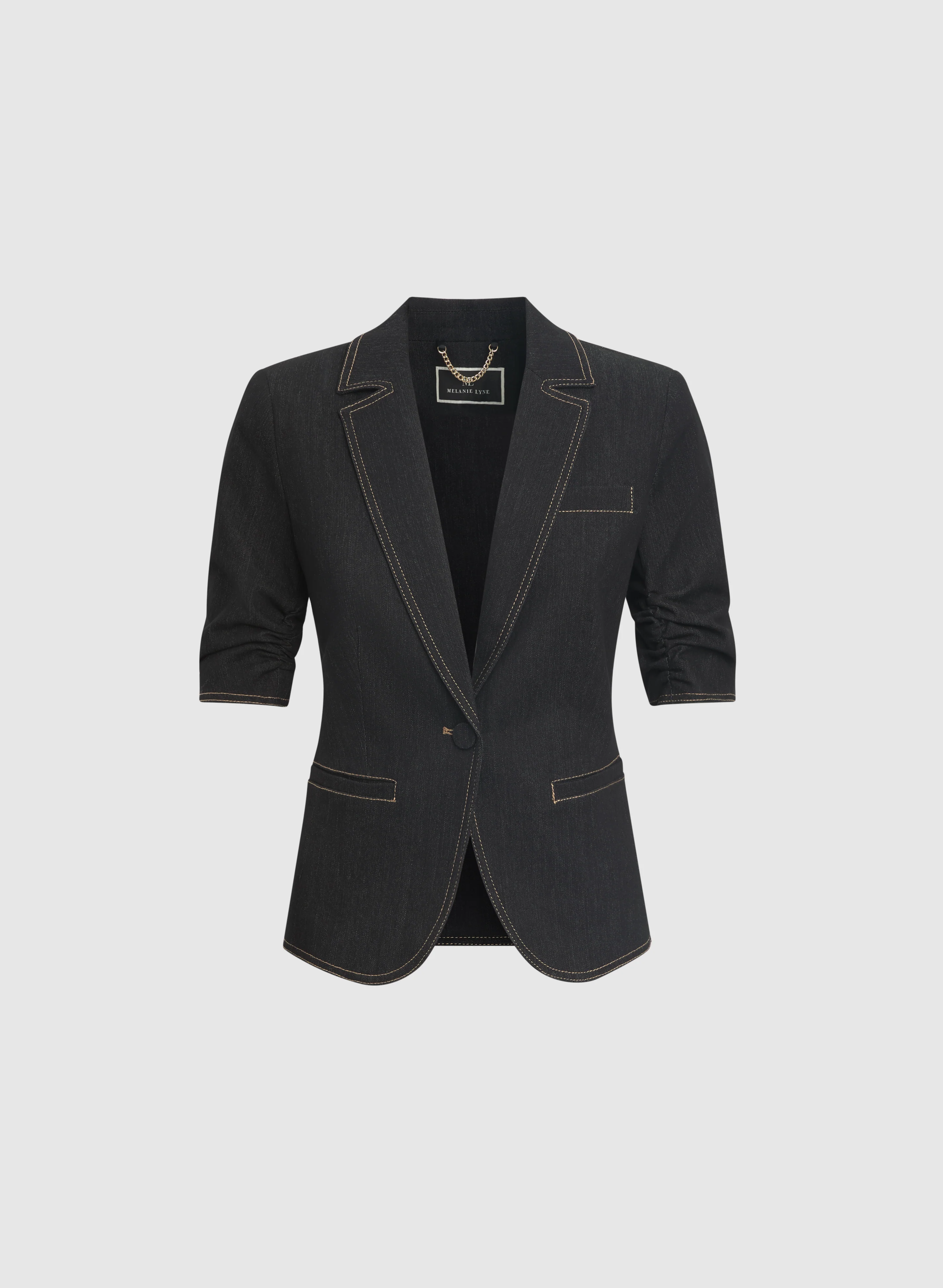 Denim Short-Sleeve Blazer - Image 6