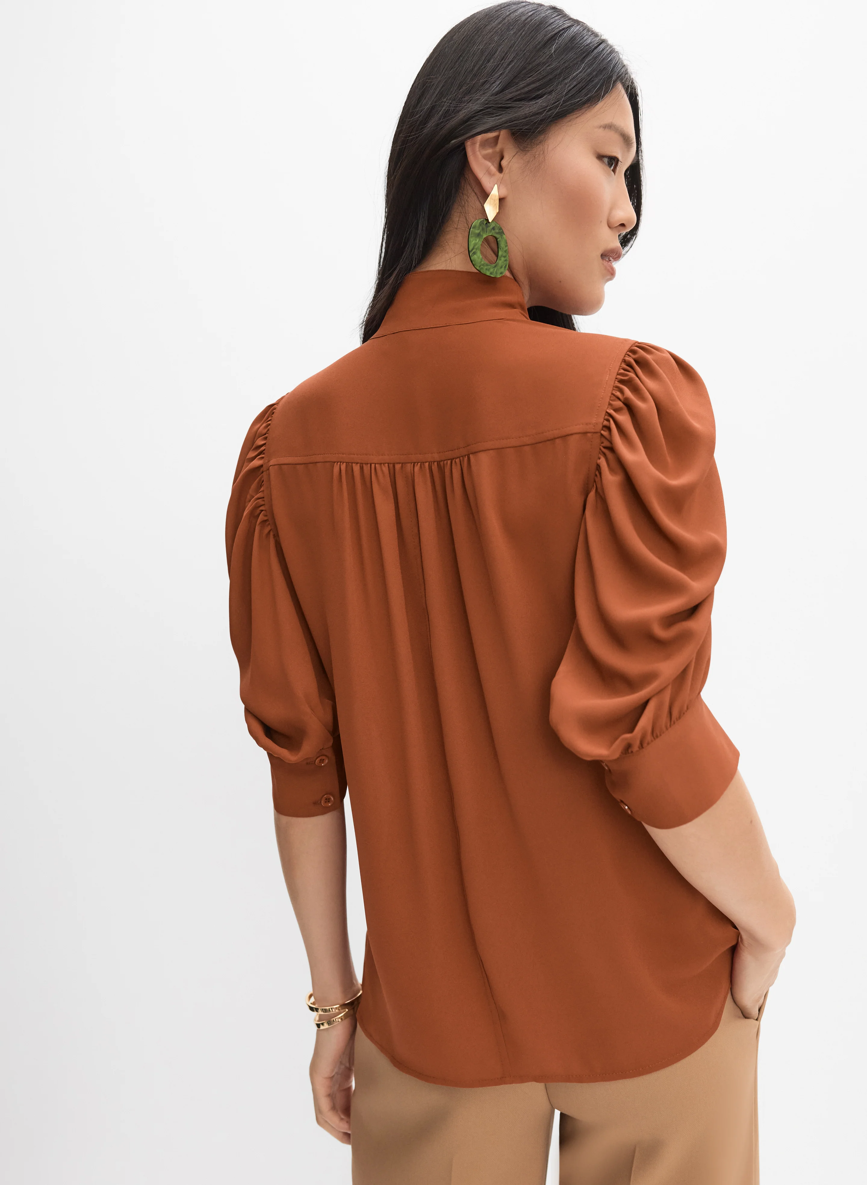 Draped Puff Sleeve Blouse - Image 5