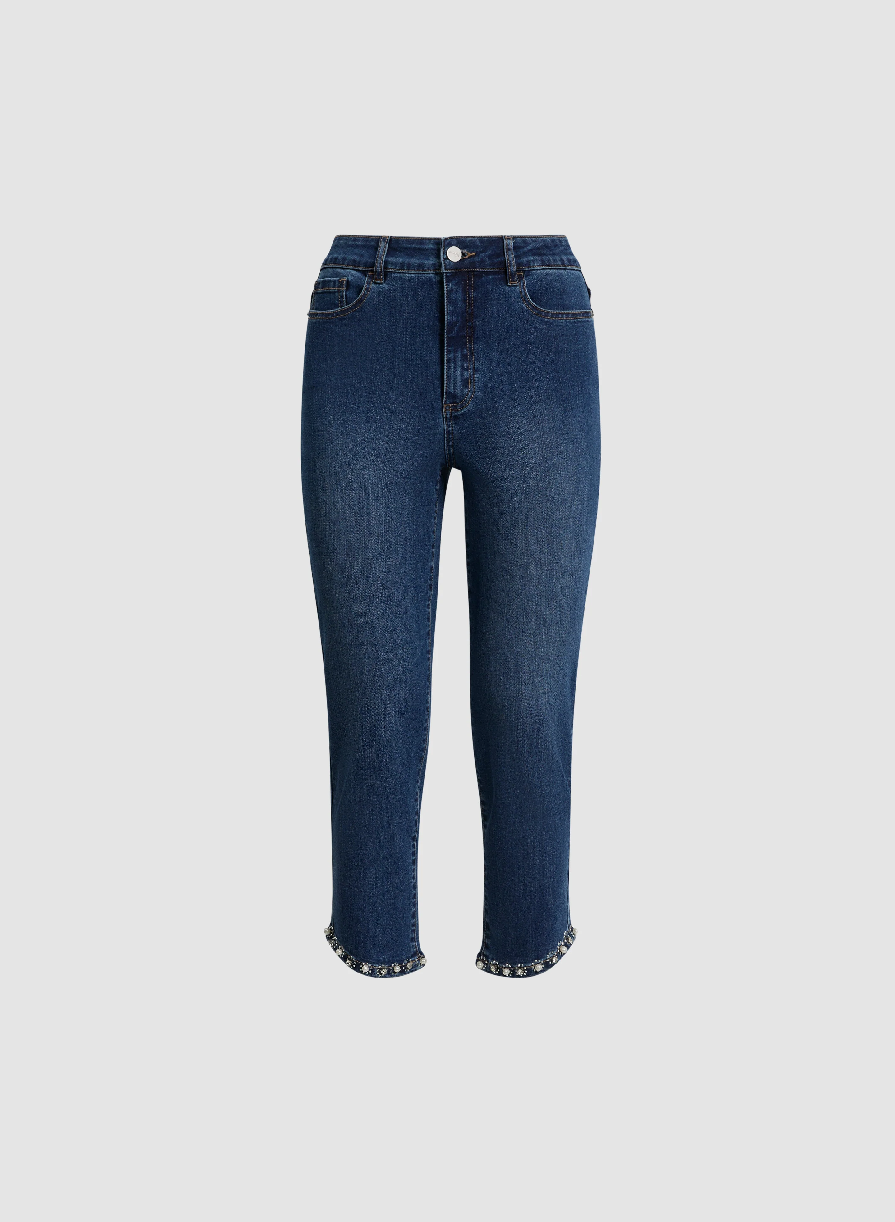 Embellished Hem Denim Capris - Image 5