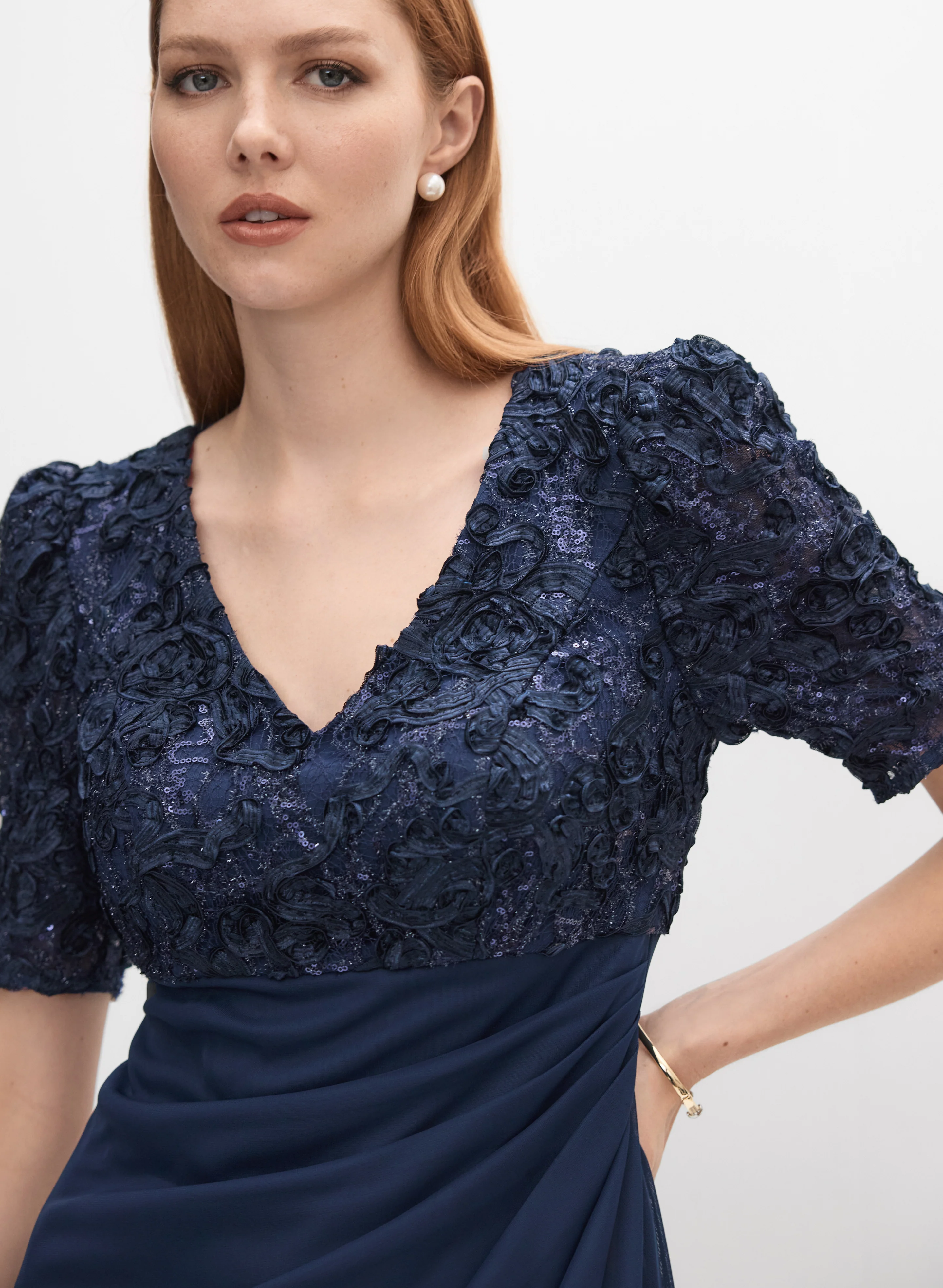 Alex Evenings - Embellished Soutache Embroidered Dress - Image 3