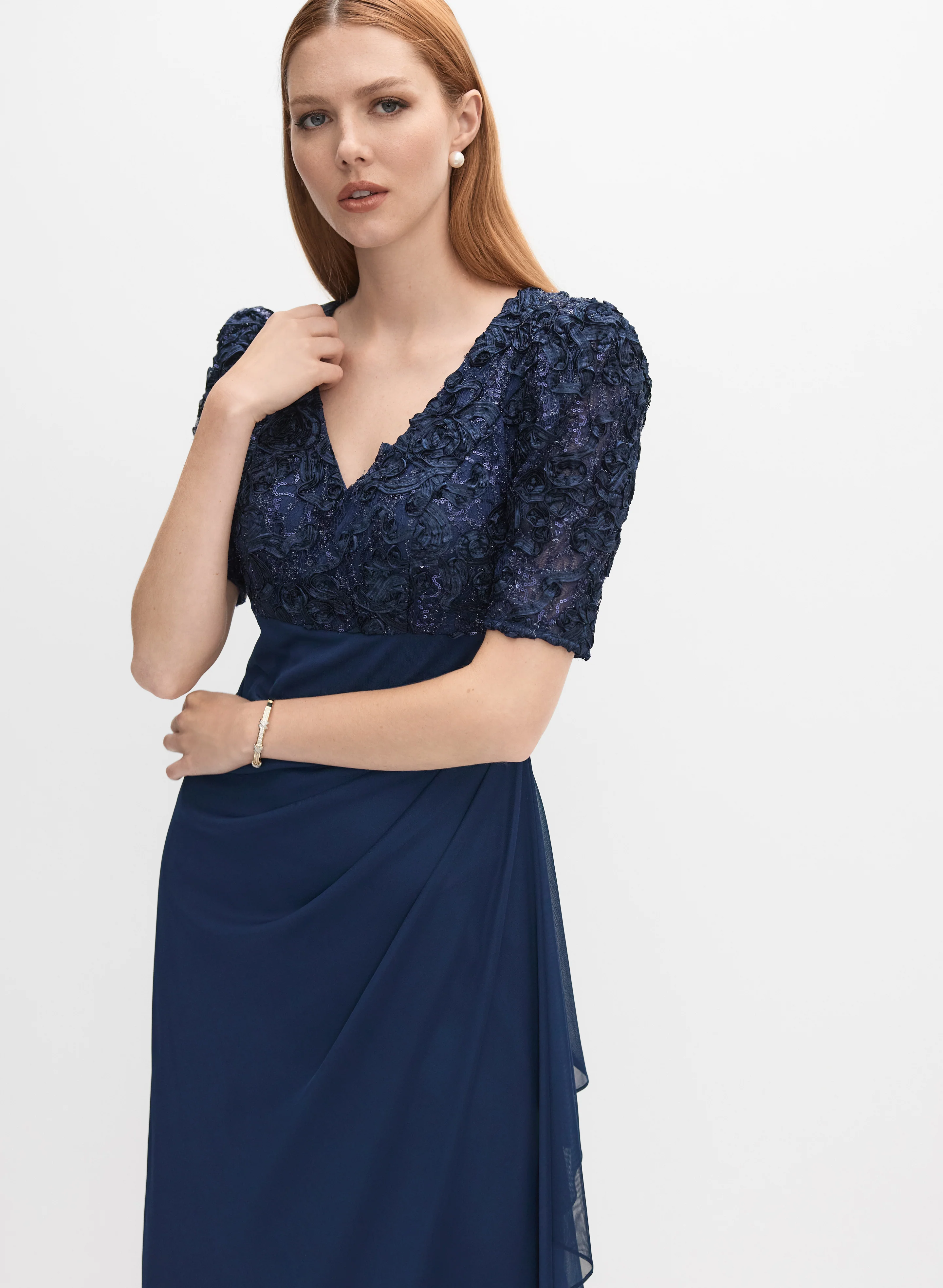 Alex Evenings - Embellished Soutache Embroidered Dress - Image 7