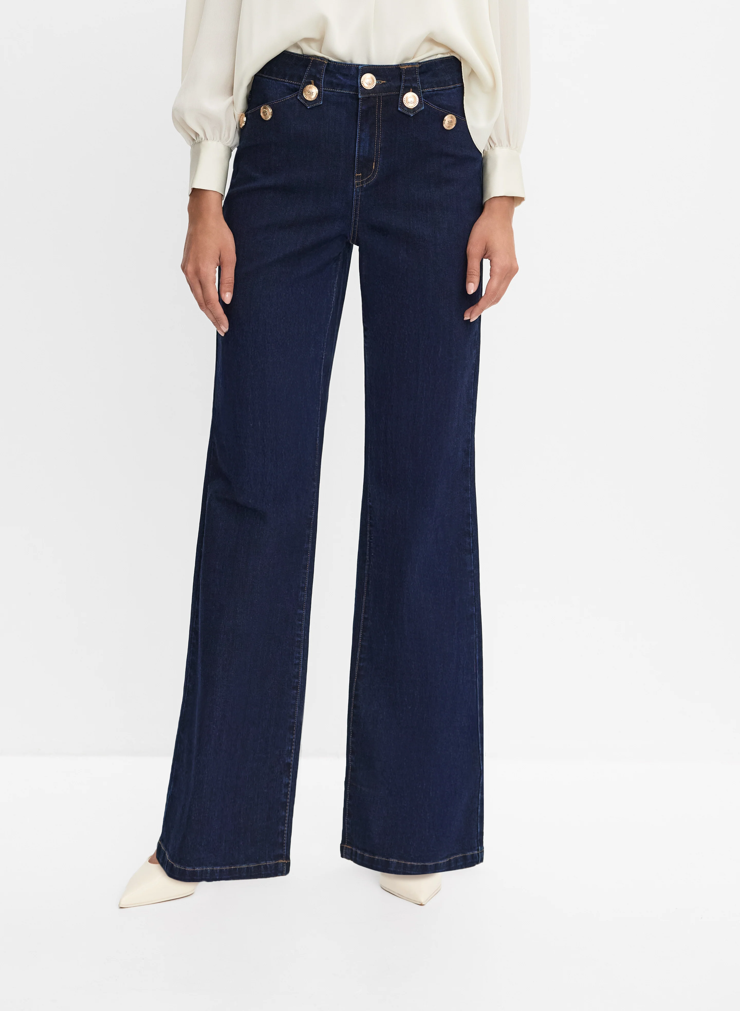 Embossed Button Jeans