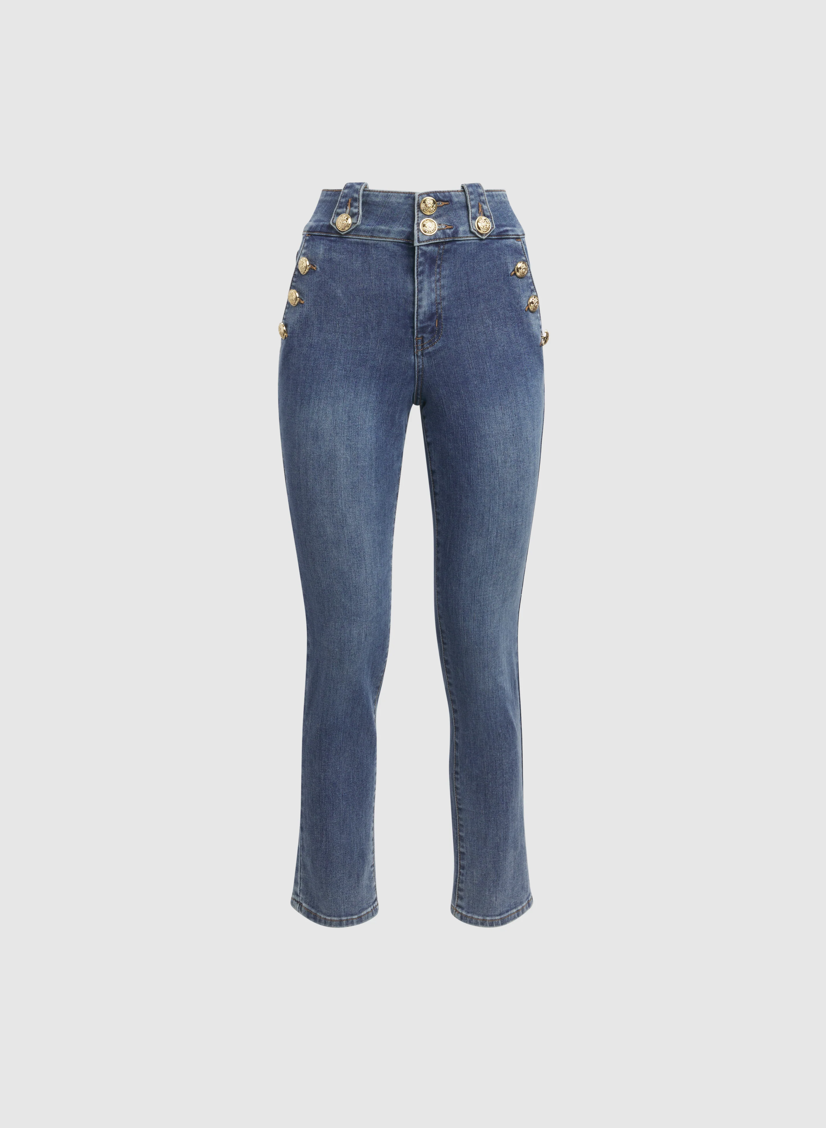 Embossed Button Slim-Leg Jeans - Image 6