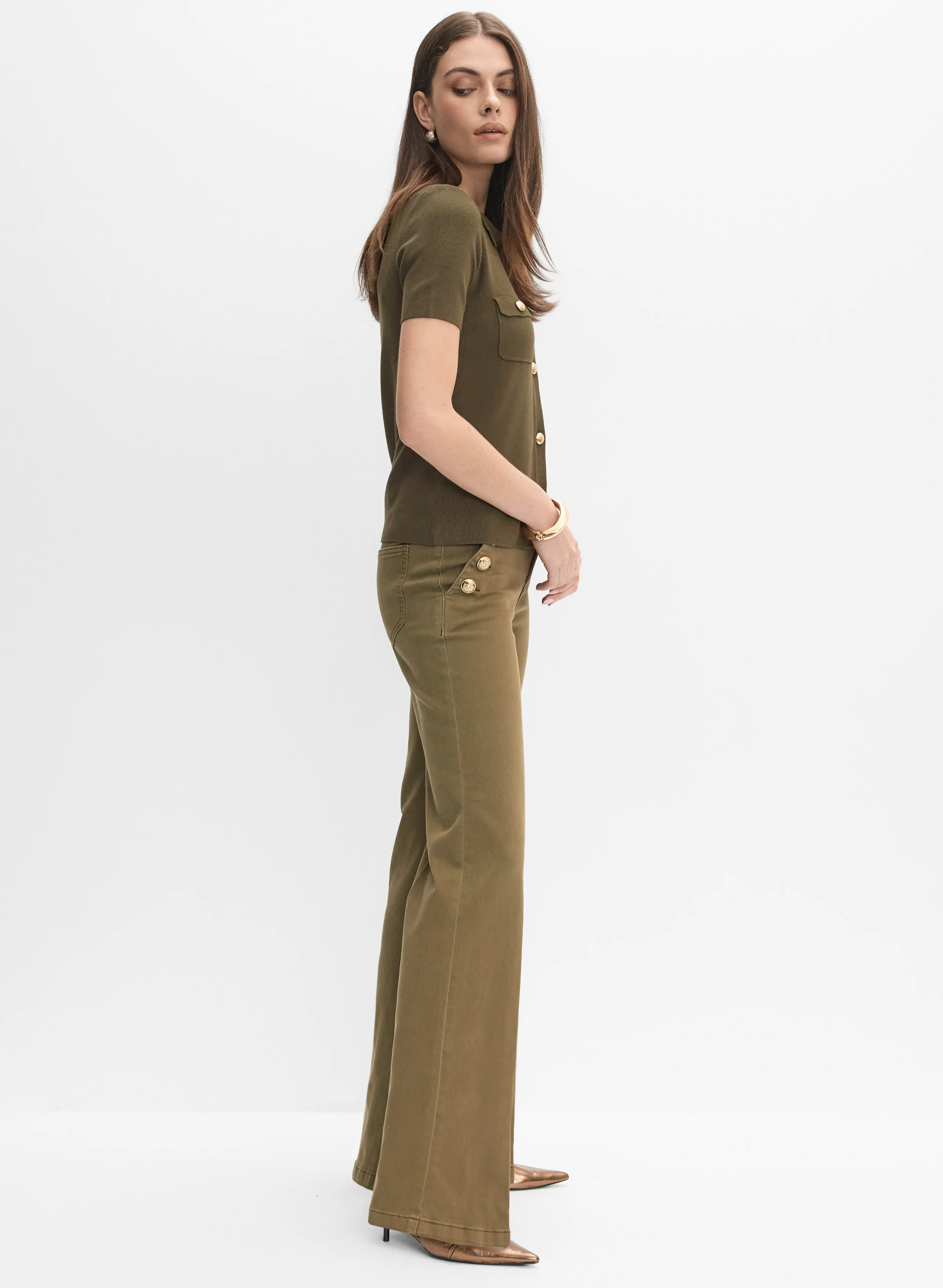 Embossed Button Trouser Jeans - Image 5