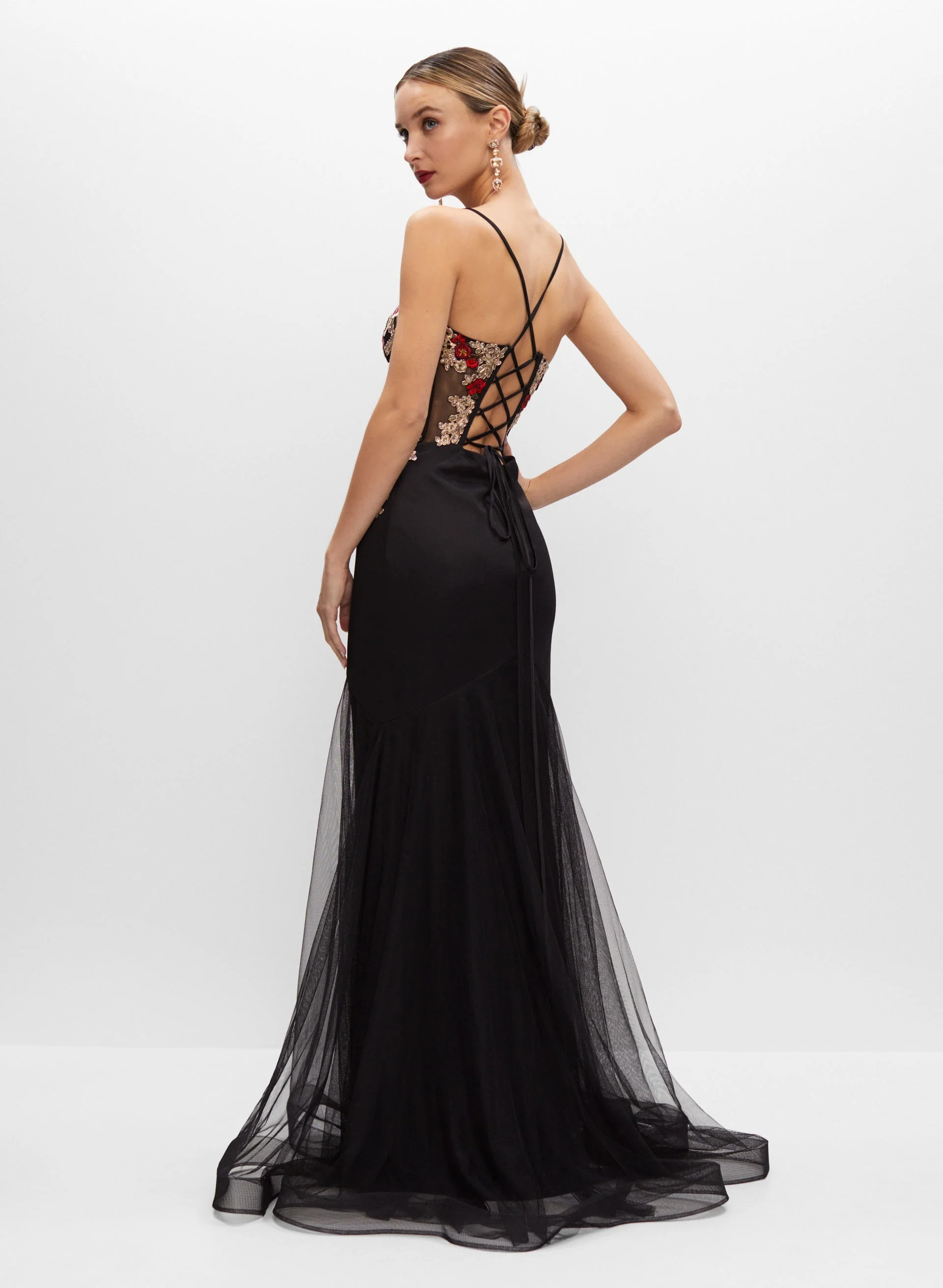 Embroidered Corset Detail Gown - Image 2