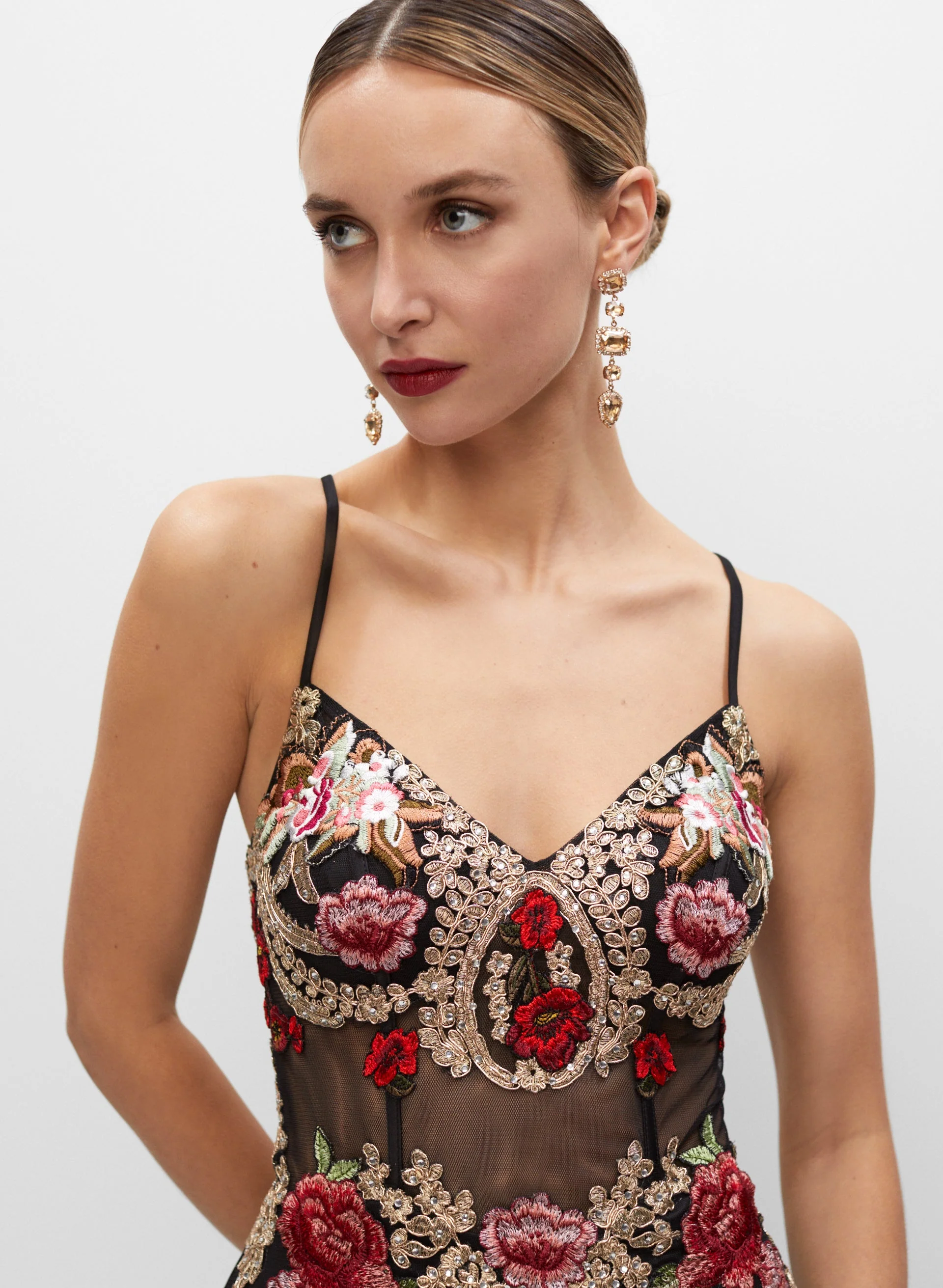 Embroidered Corset Detail Gown - Image 3