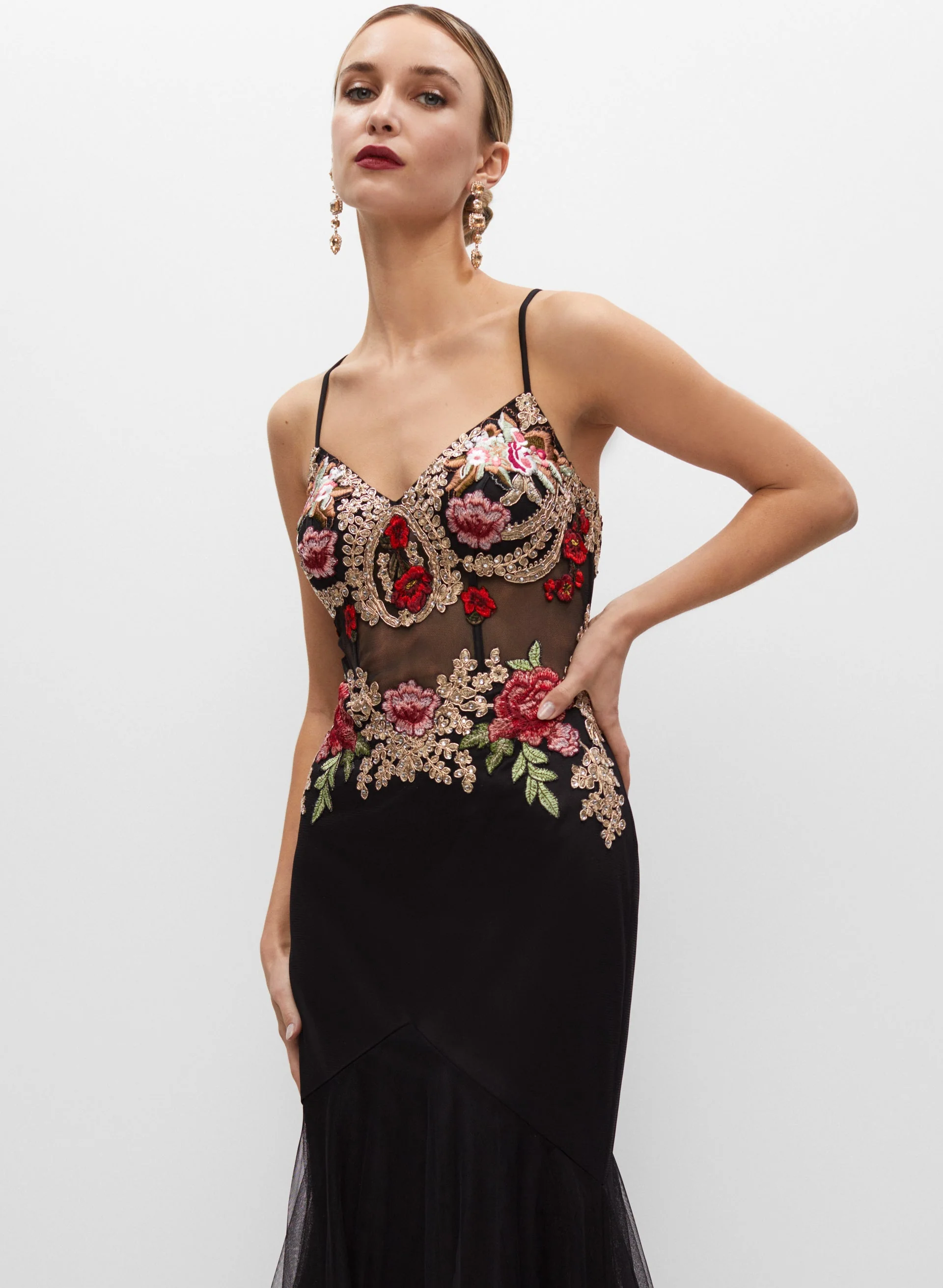 Embroidered Corset Detail Gown - Image 4