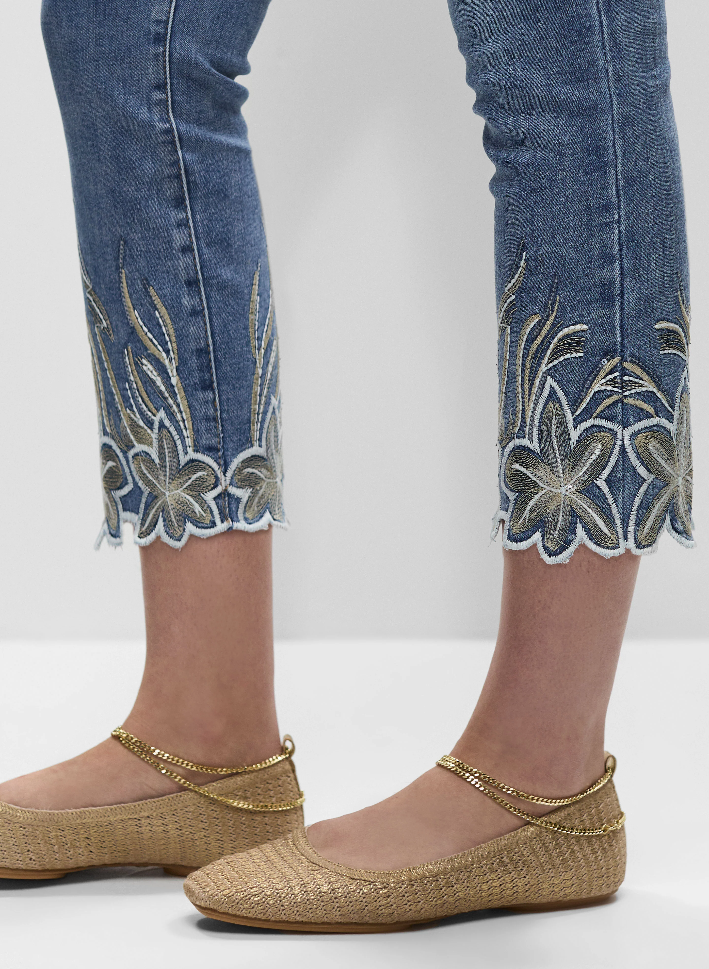 Embroidered Straight Leg Jeans - Image 4