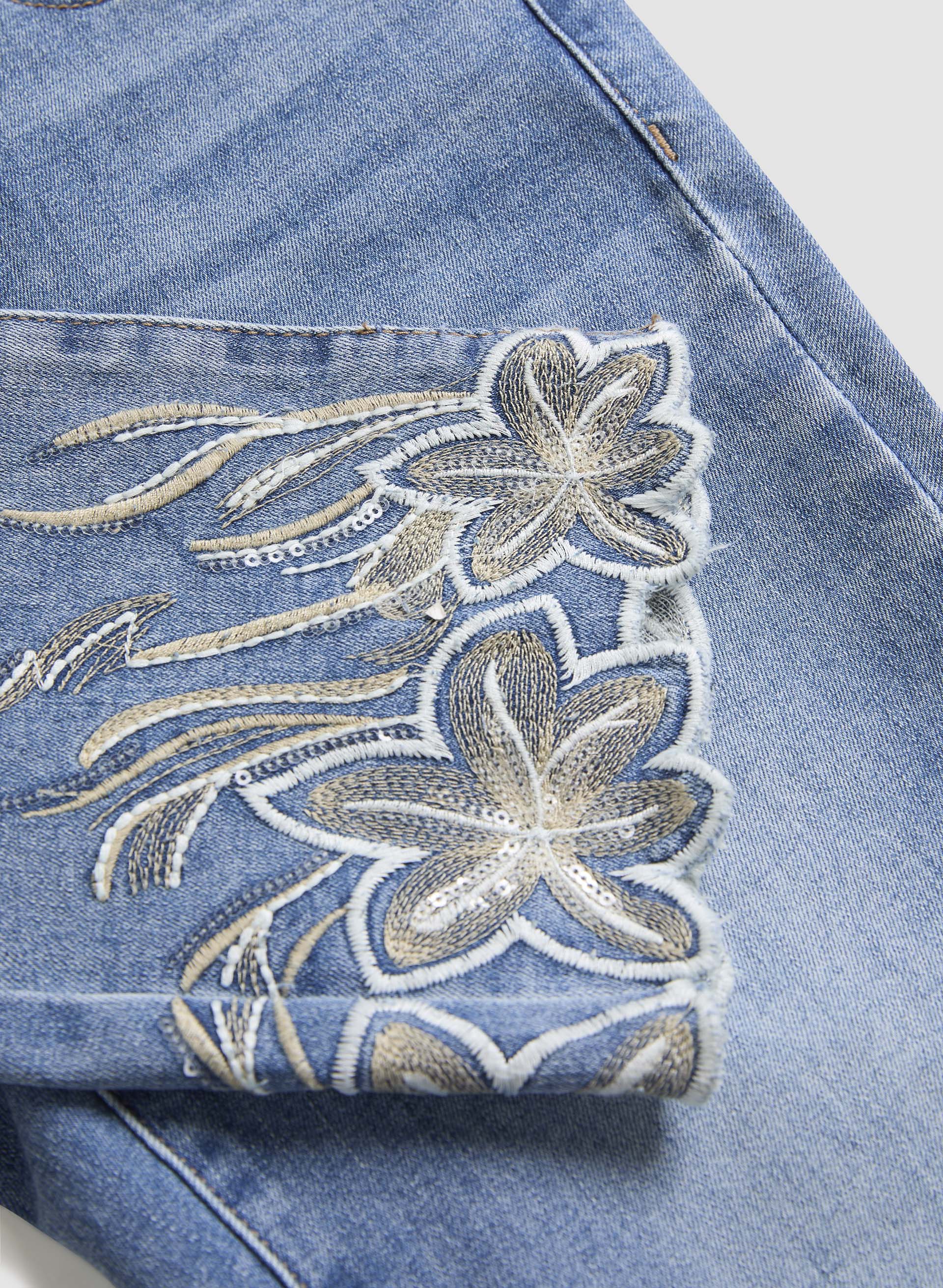 Embroidered Straight Leg Jeans - Image 7