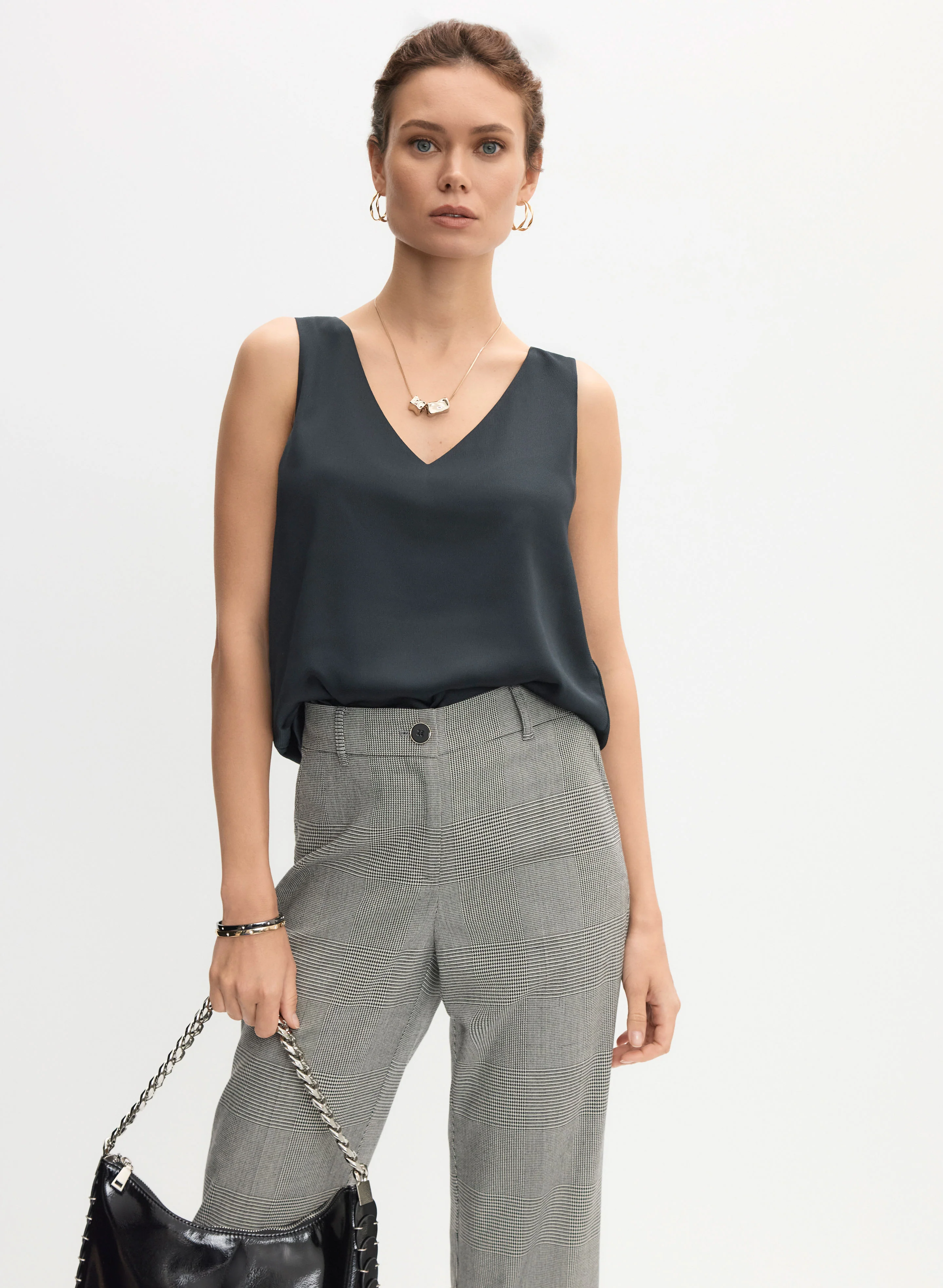 Essential V-Neck Satin Tank Top