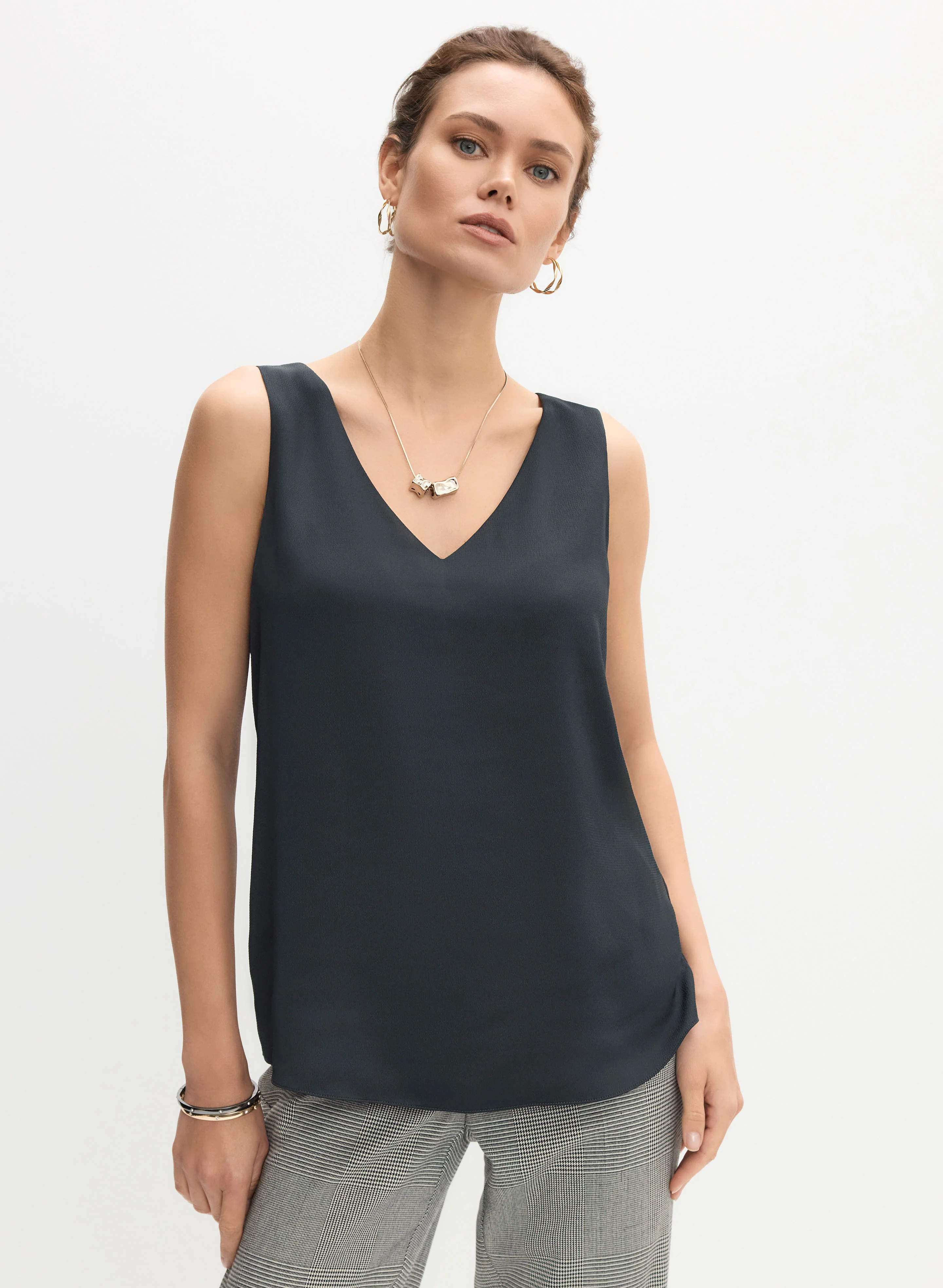 Essential V-Neck Satin Tank Top - Image 5