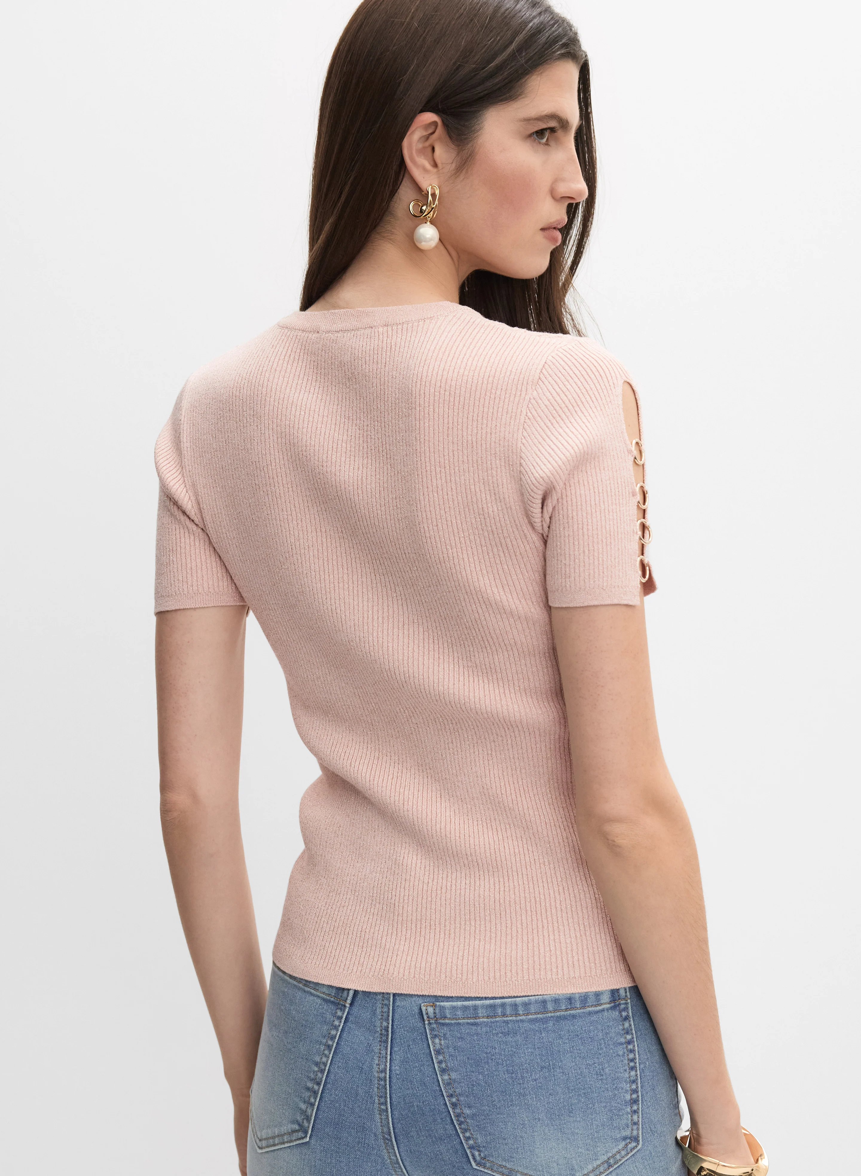 Eyelet Sleeve Pullover - Image 4
