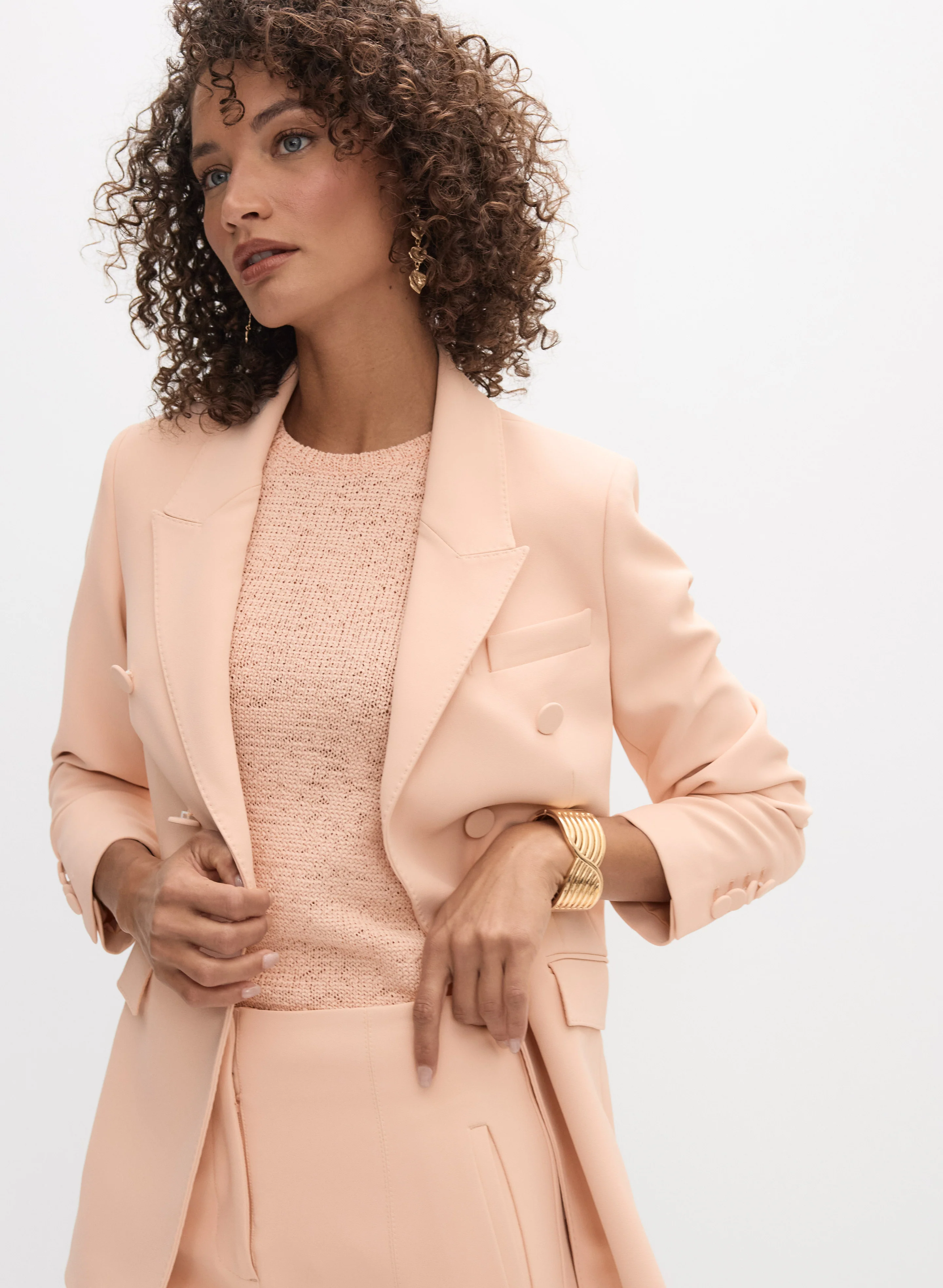 Faux Double-Breasted Blazer