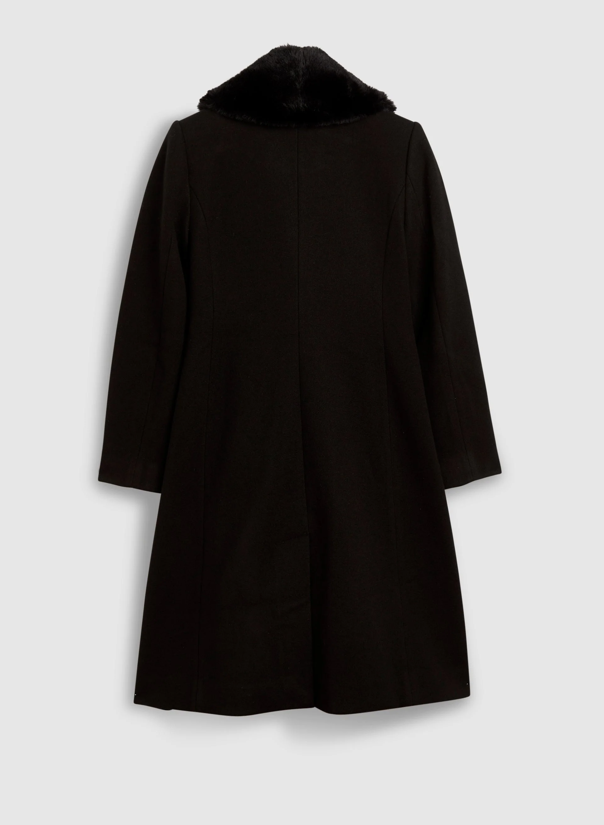 Faux Fur Stretch Wool Blend Coat - Image 7