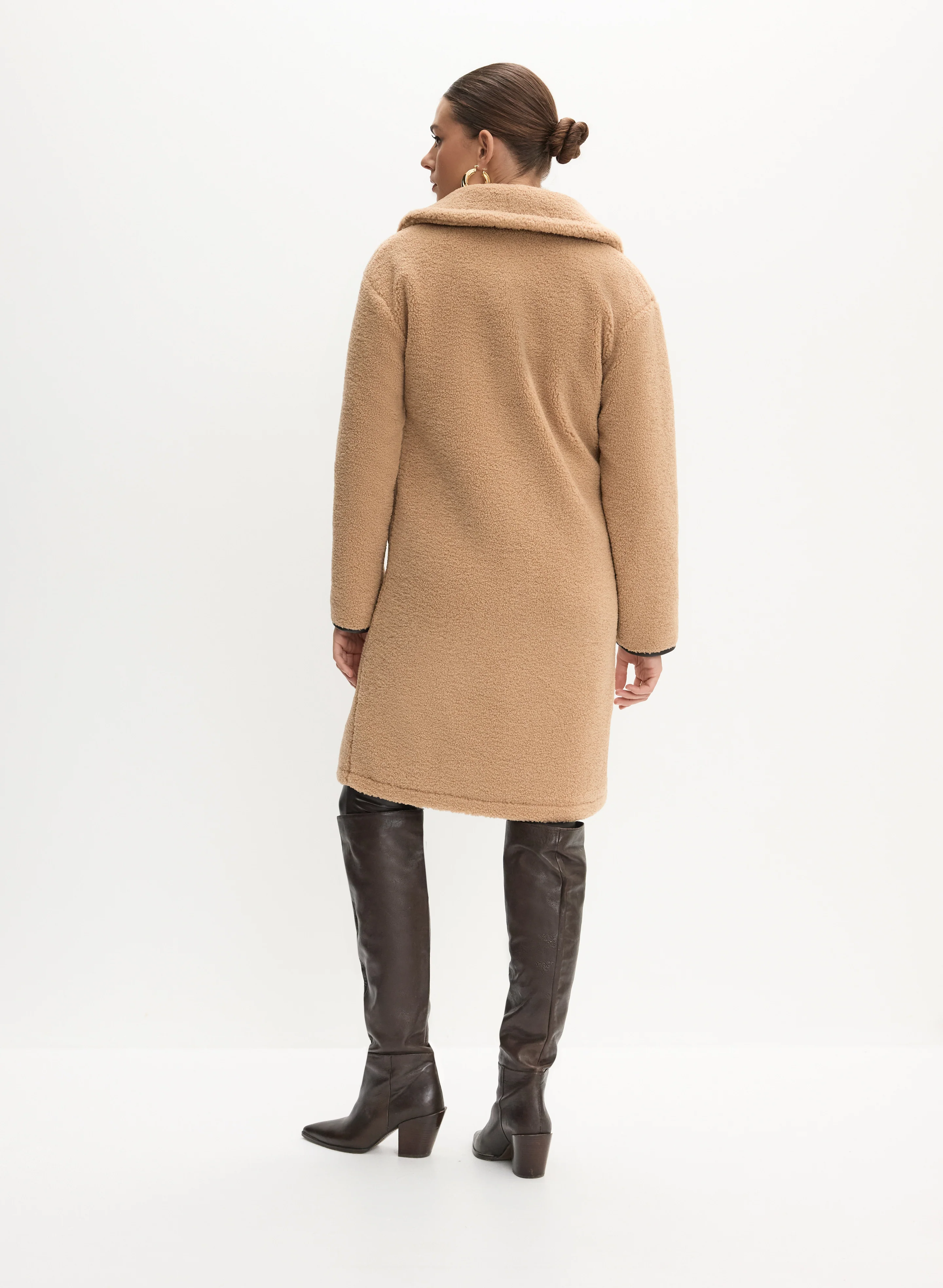 Faux Shearling Horn Button Coat - Image 4