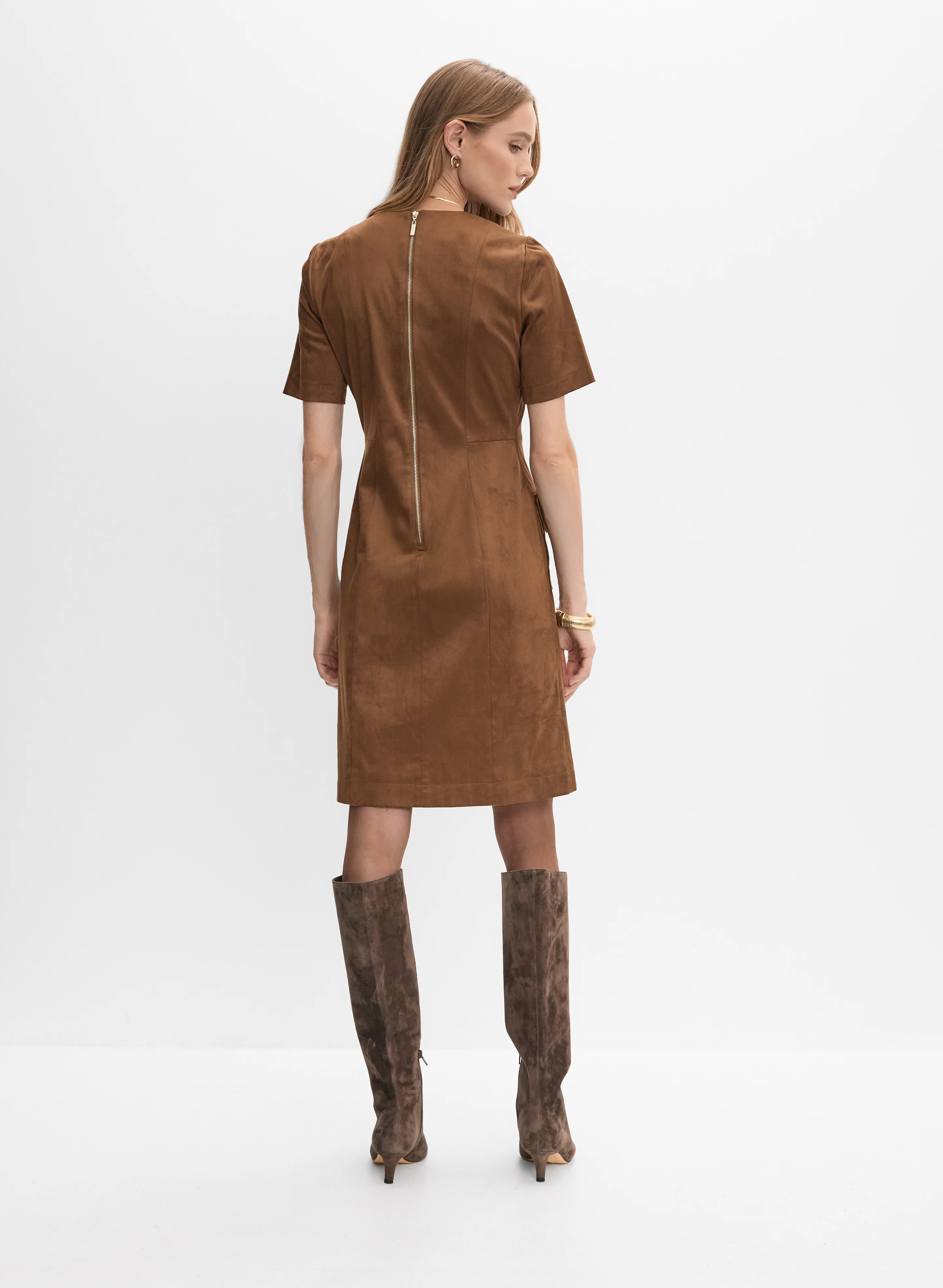 Faux-Suede Cargo Pocket Dress - Image 3