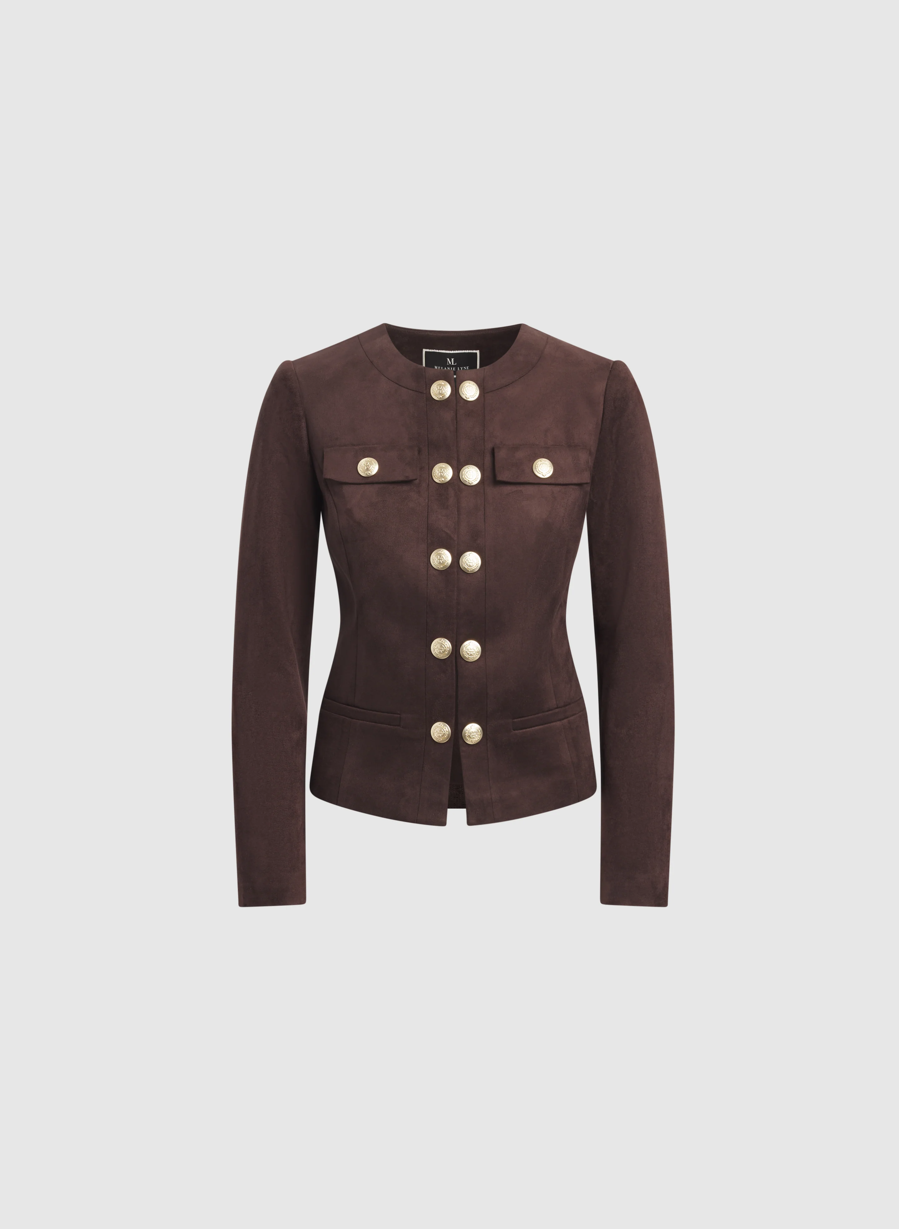 Faux-Suede Embossed Button Jacket - Image 6