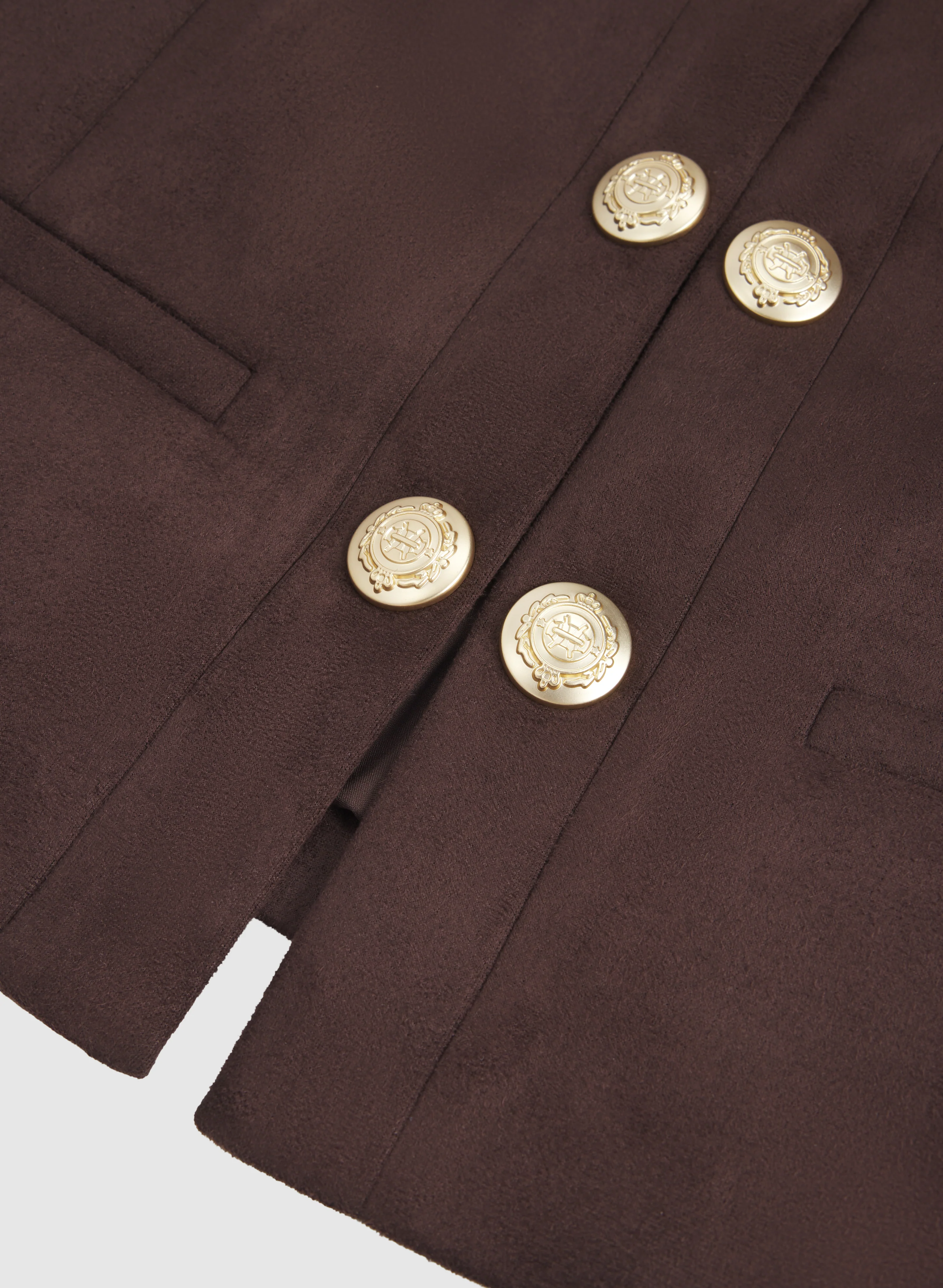 Faux-Suede Embossed Button Jacket - Image 7
