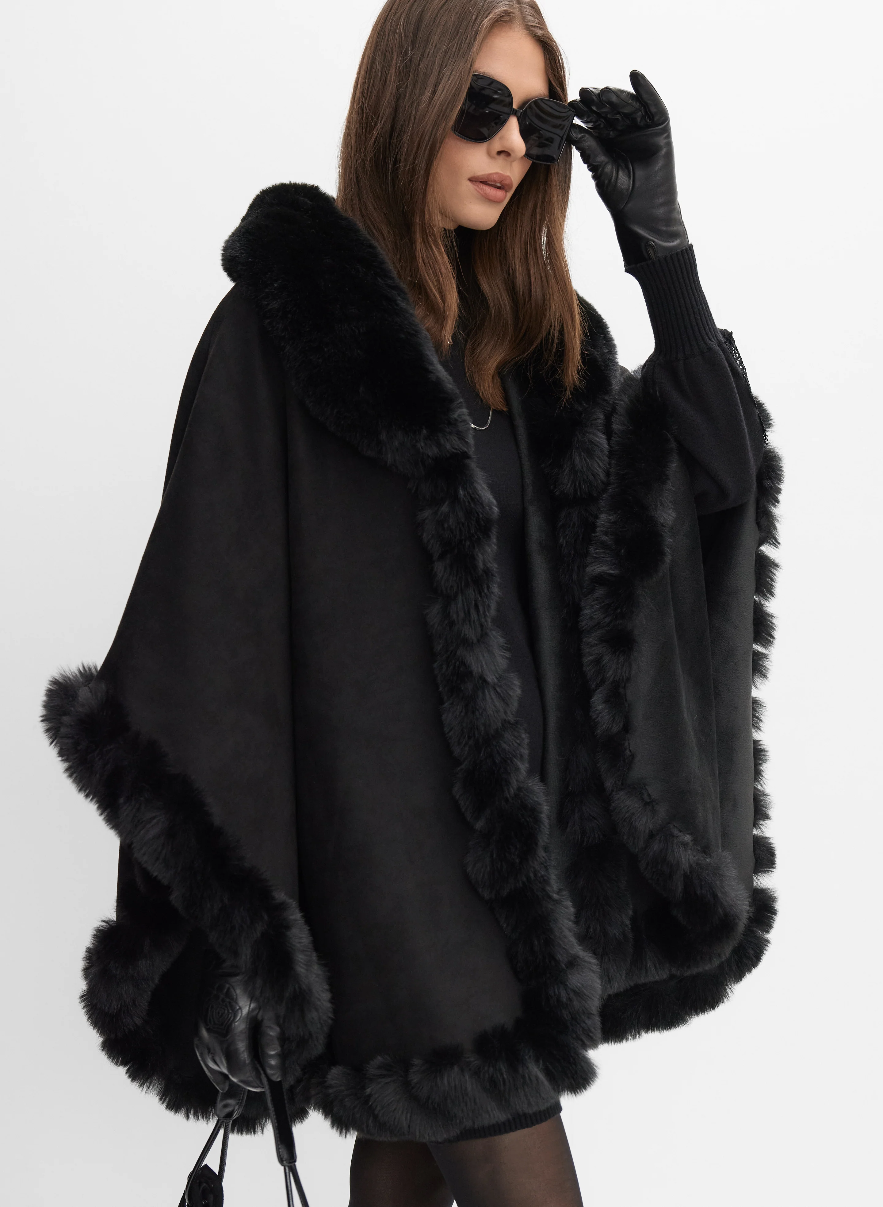 Faux-Suede Poncho