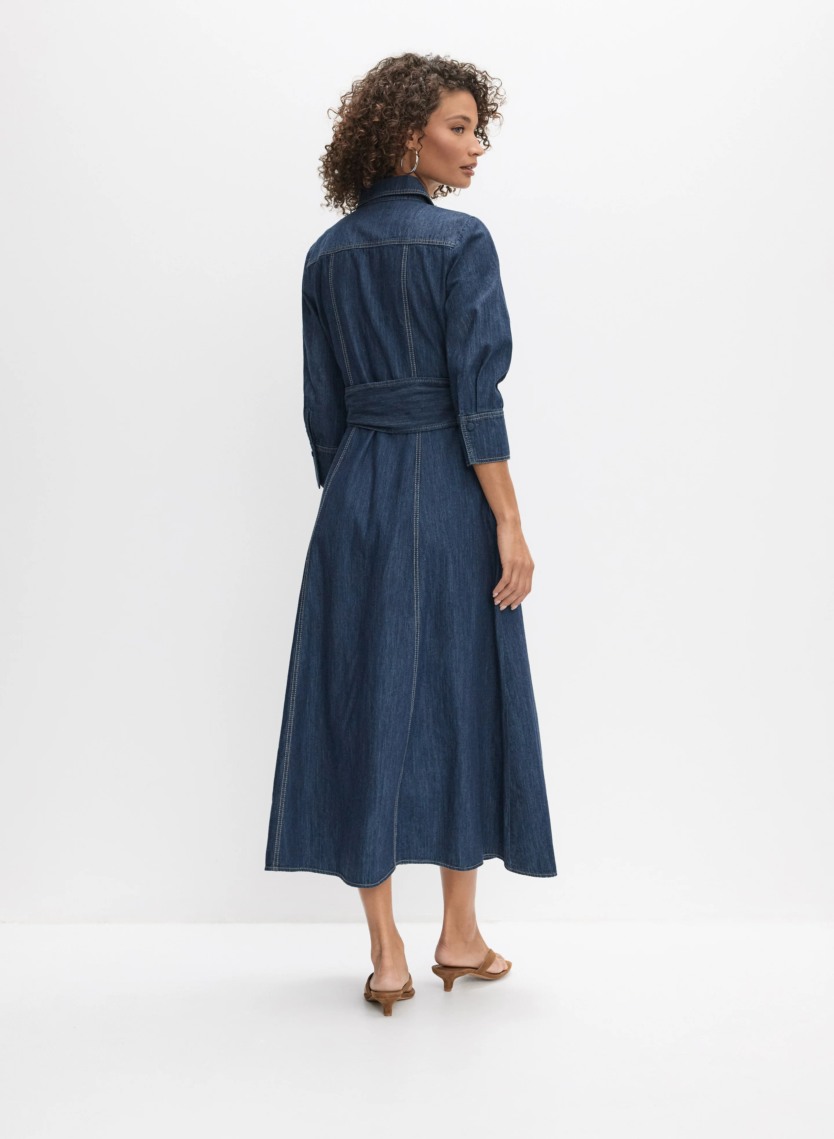 Fit & Flare Denim Shirt Dress - Image 4