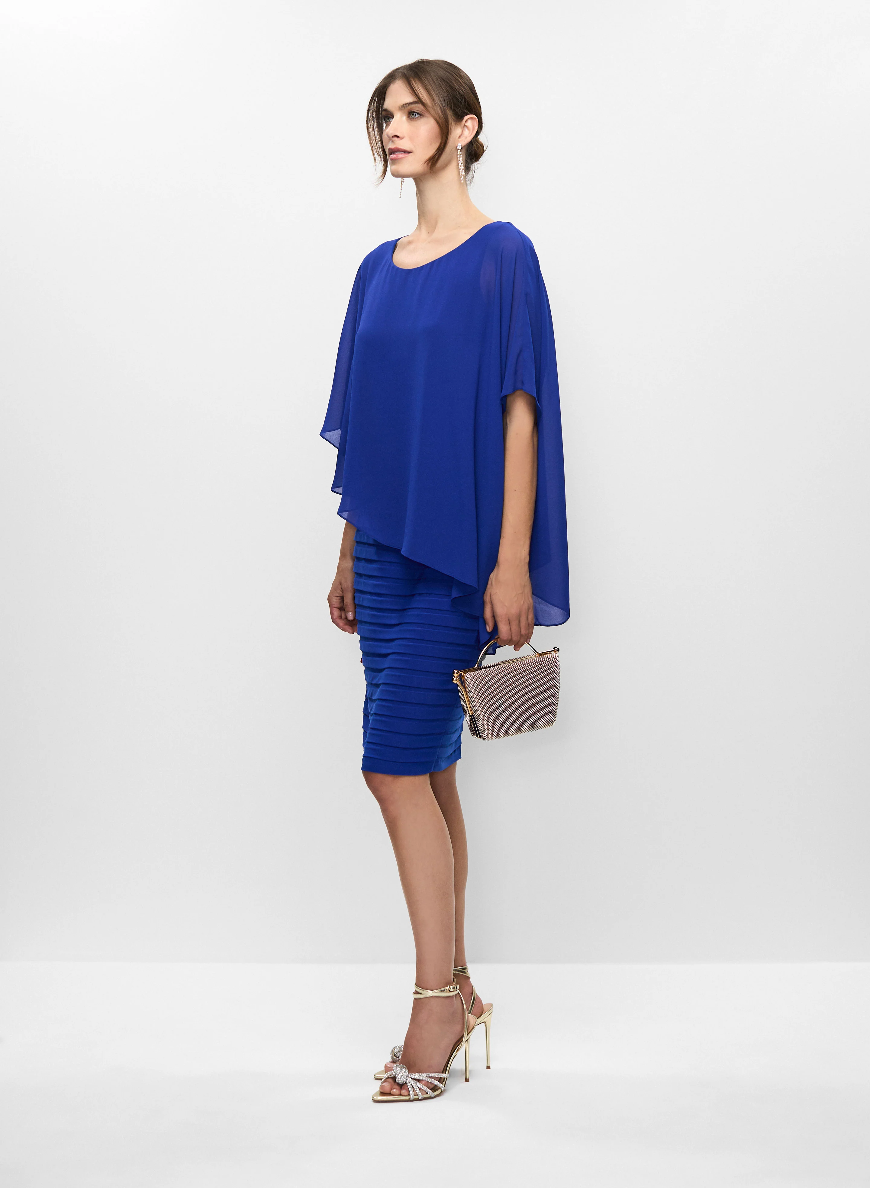 Fitted Chiffon Overlay Dress - Image 3