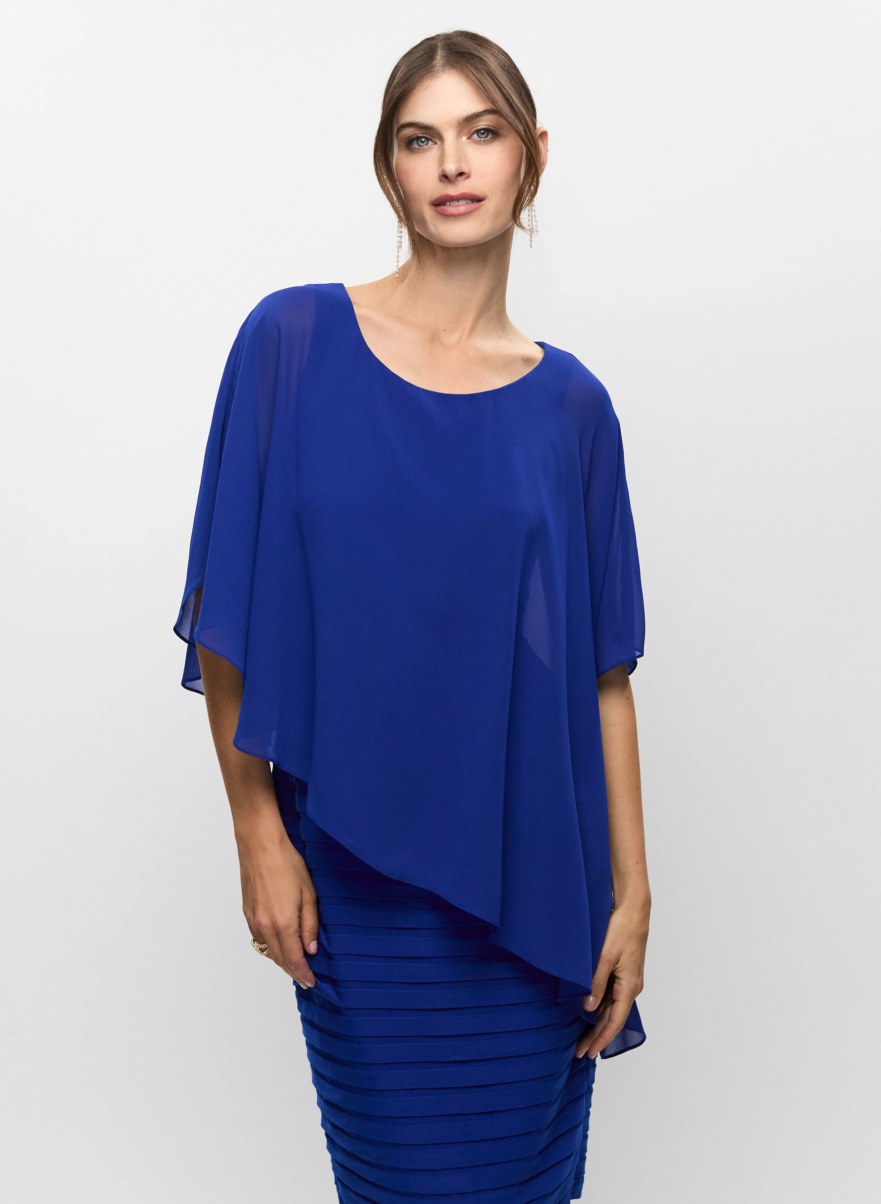 Fitted Chiffon Overlay Dress - Image 5