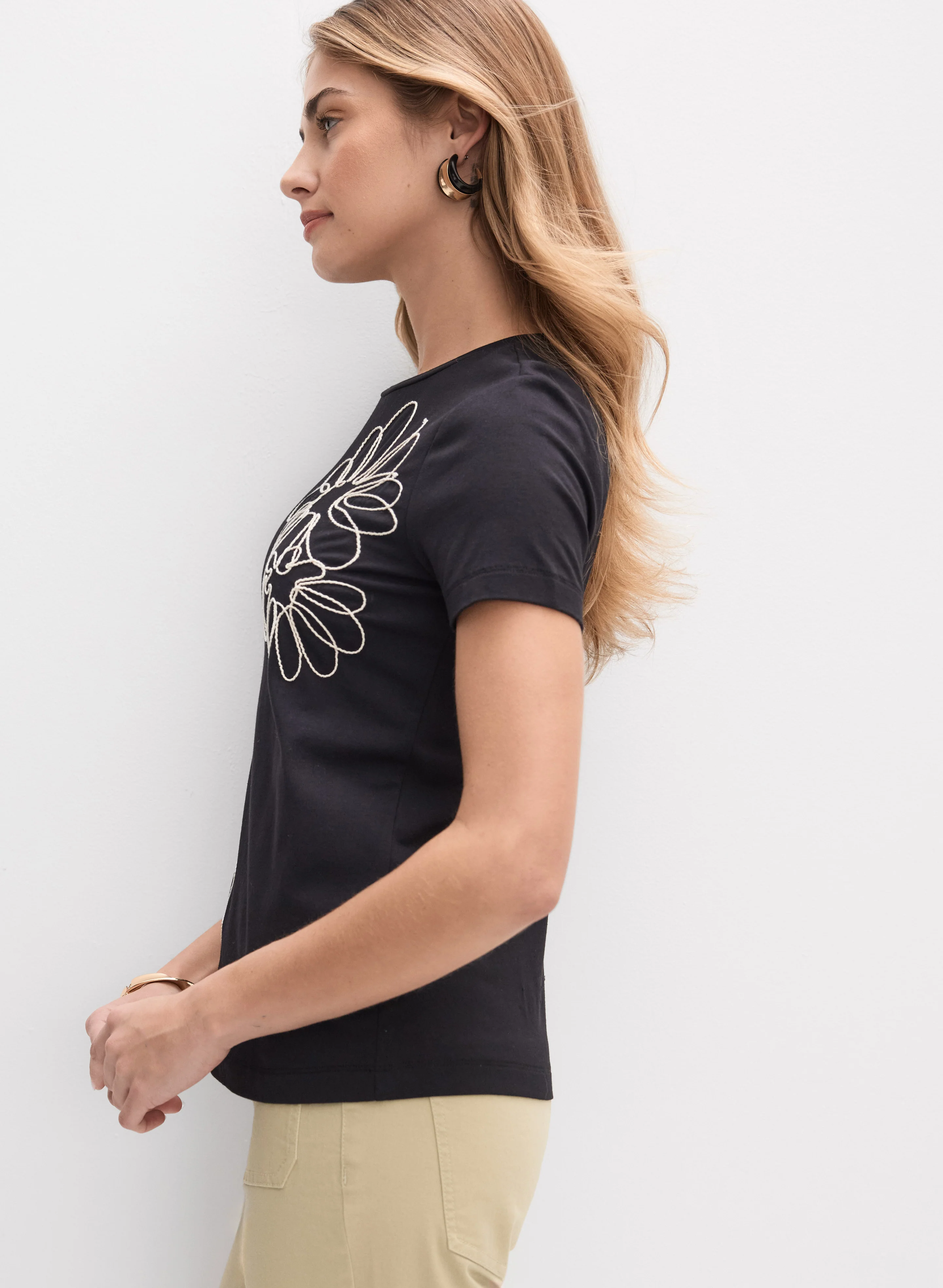 Floral Embroidered T-Shirt - Image 5