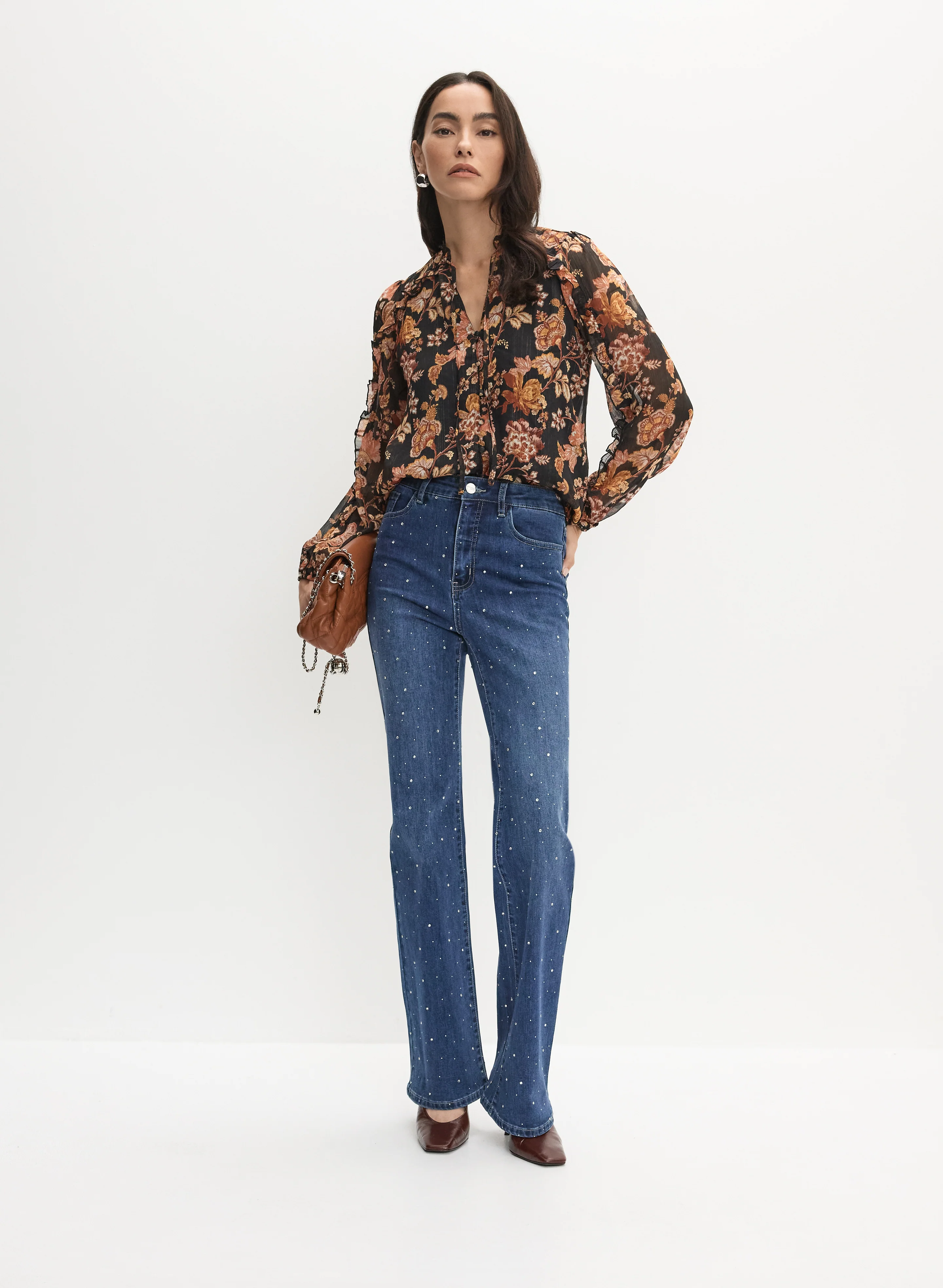 Floral Frilled Neck Blouse - Image 3