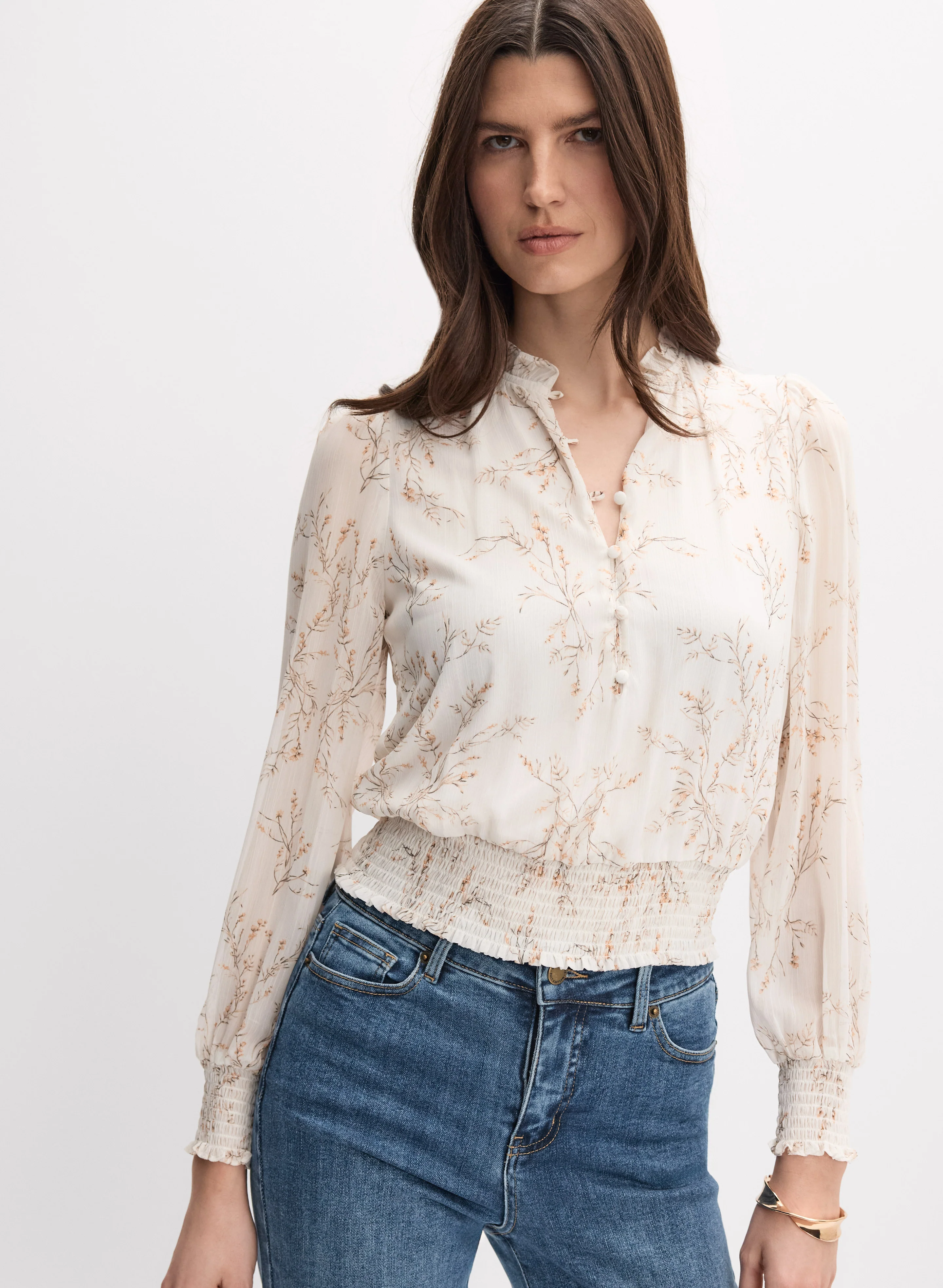 Floral Half-Button Blouse