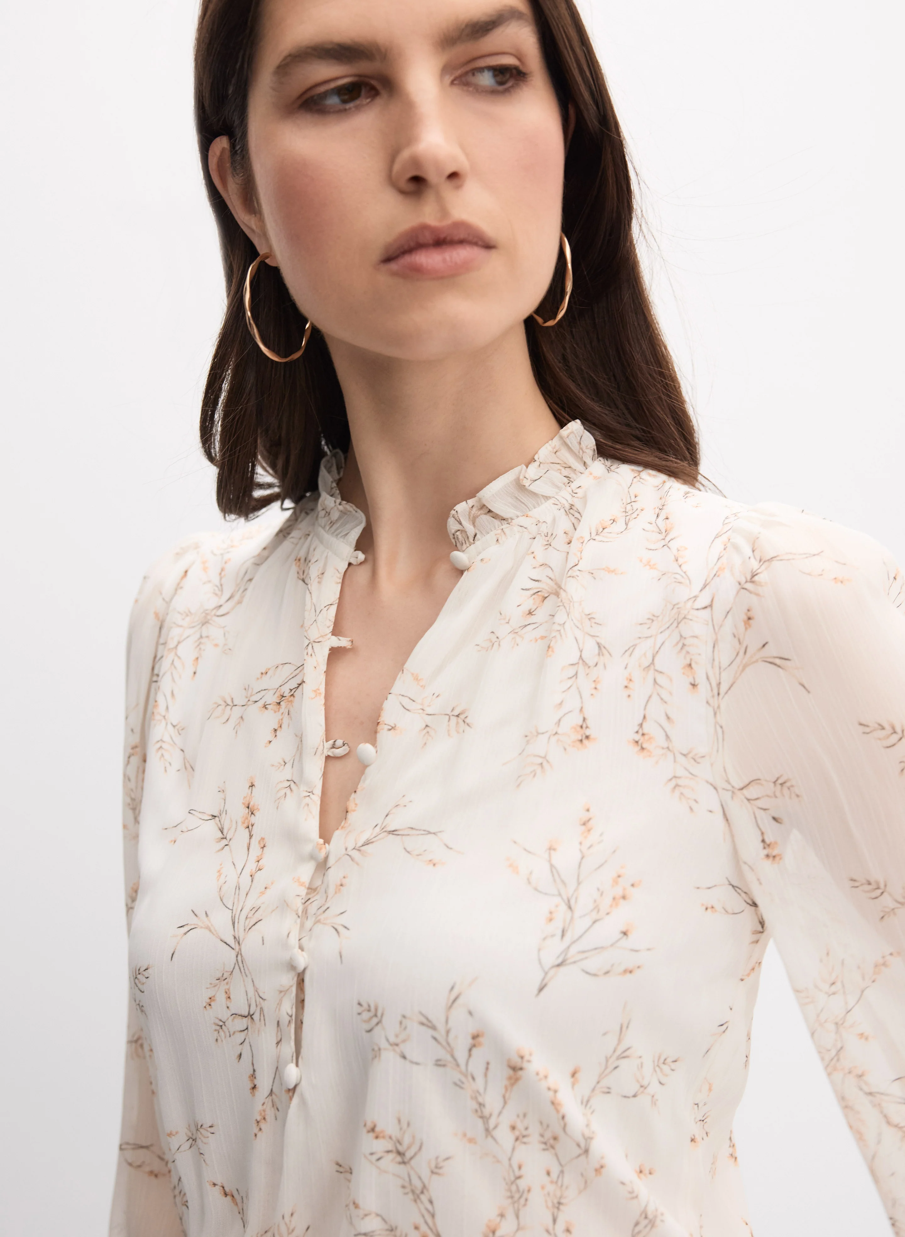 Floral Half-Button Blouse - Image 2