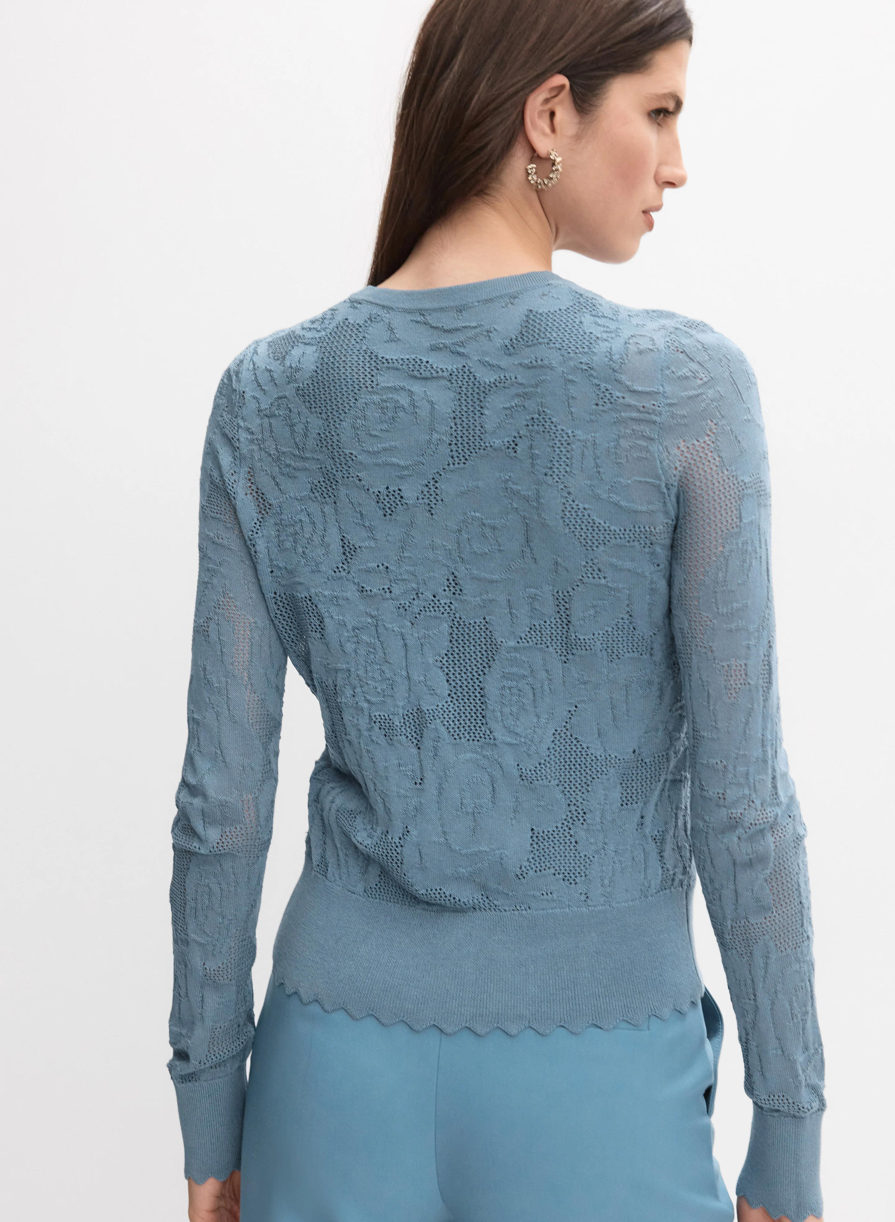 Floral Open-Knit Cardigan - Image 4
