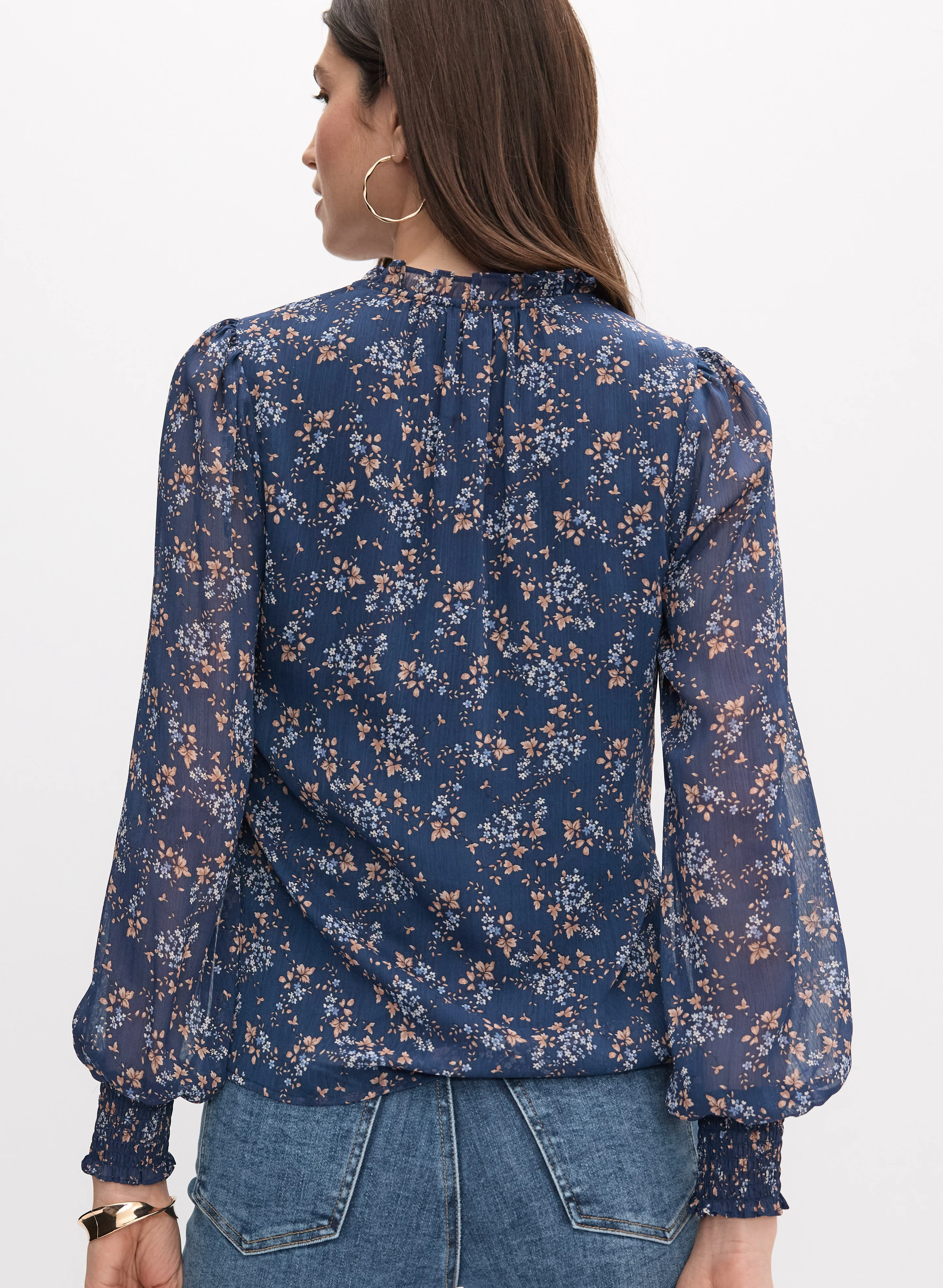 Floral Split Neck Blouse - Image 4