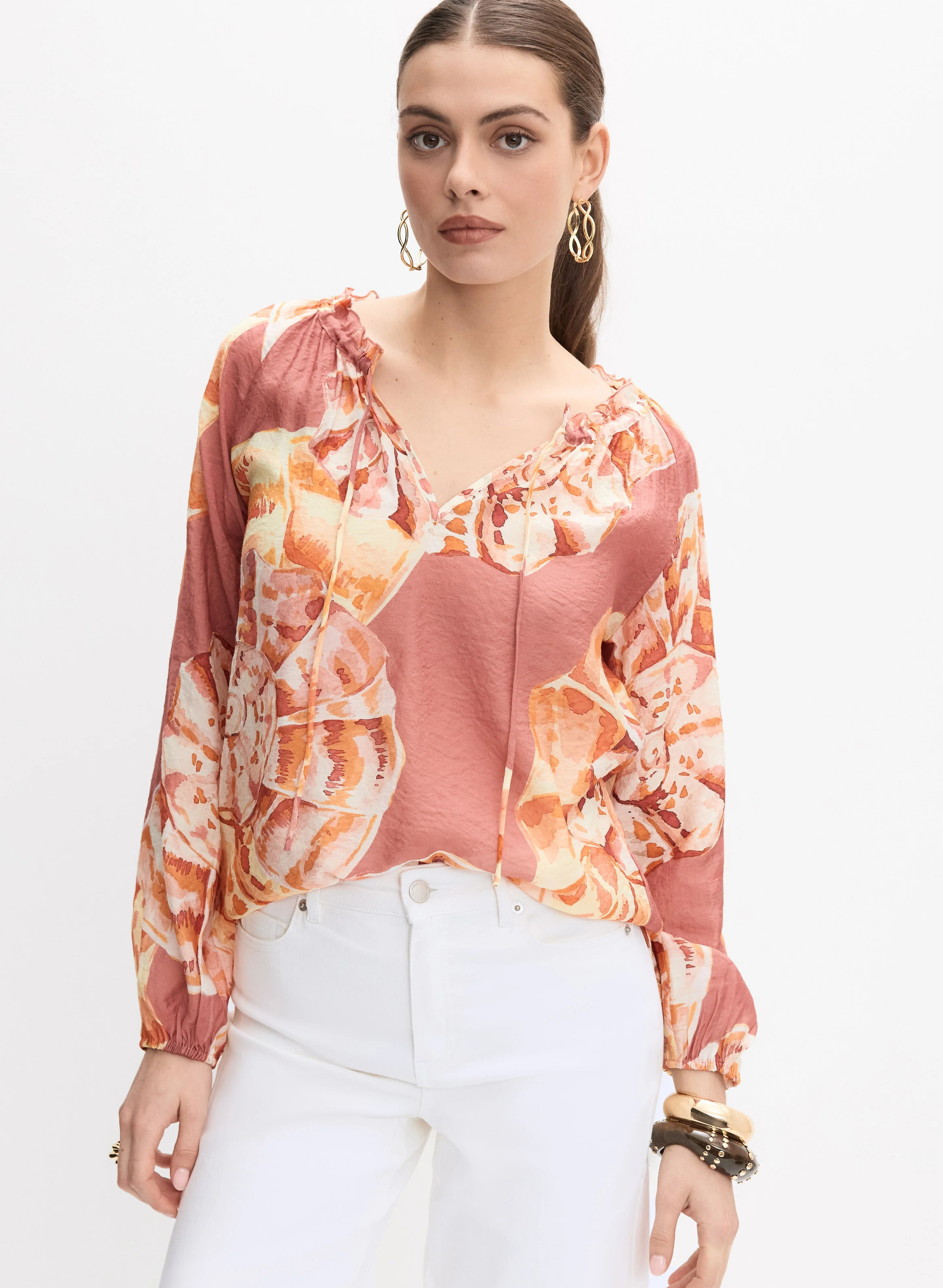 Floral Split-Neck Blouse