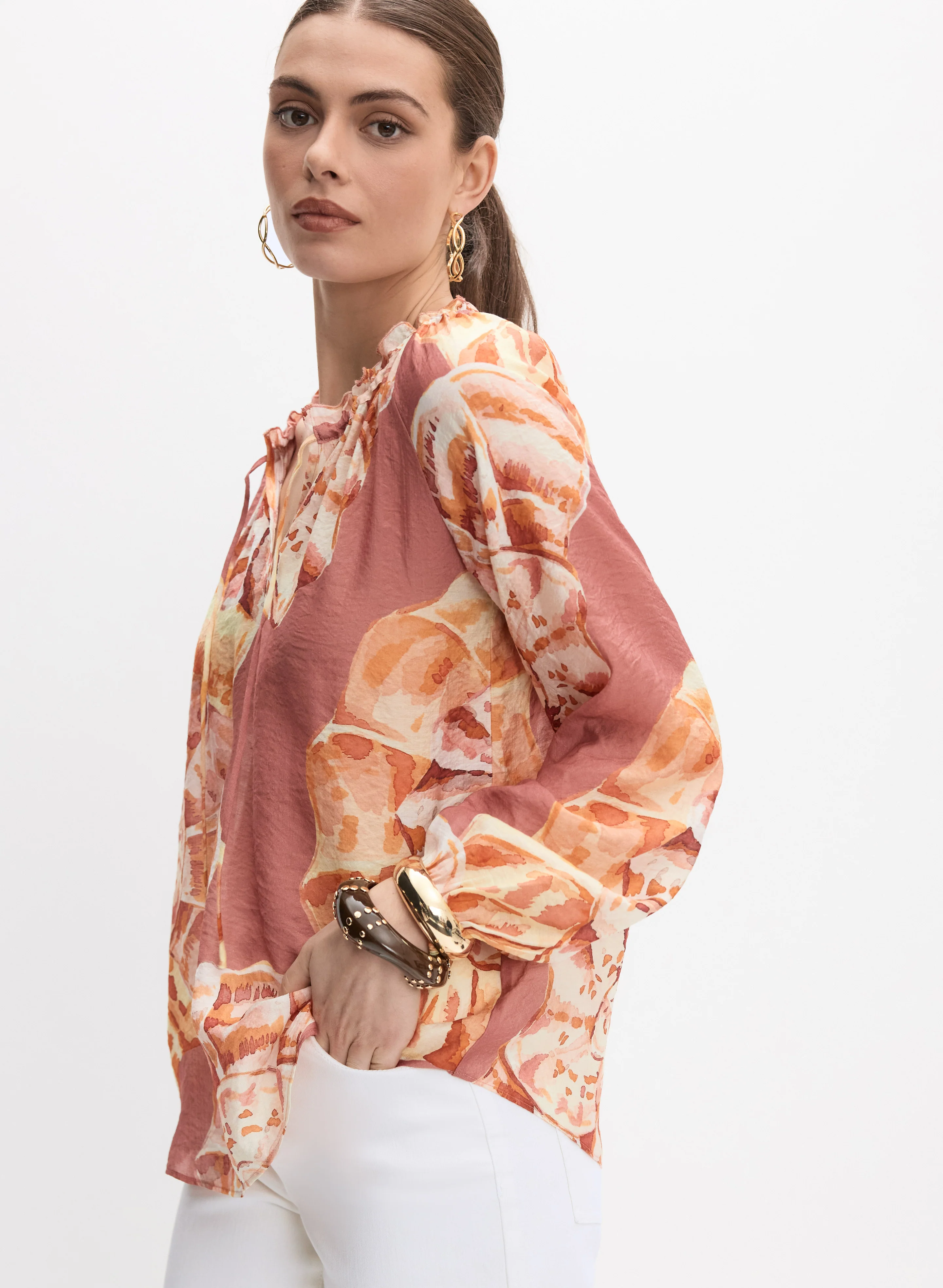 Floral Split-Neck Blouse - Image 5